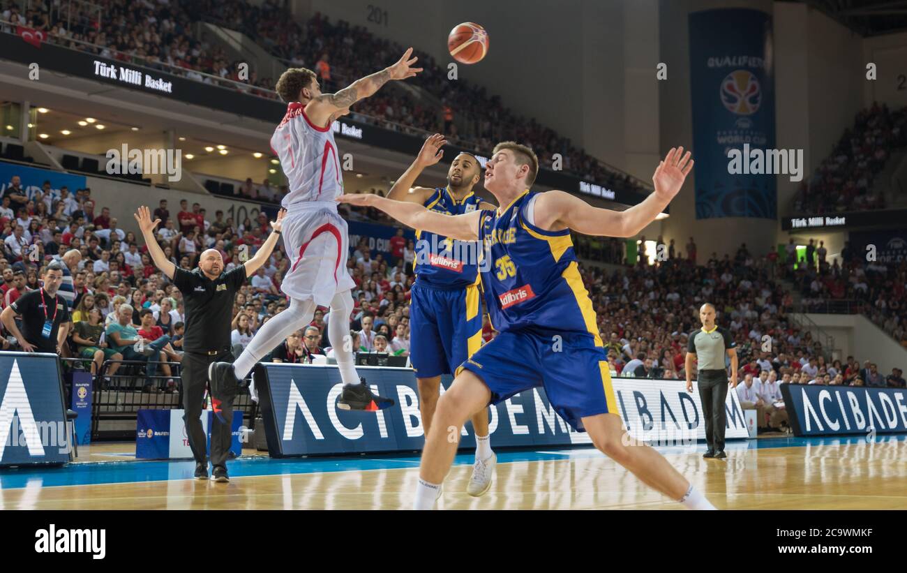 26.02.2018. Ankara, Türkei. FIBA Basketball Männer WM 2019 Qualifikationsspiel: Türkei gegen Schweden in der Ankara Arena, Ankara. Stockfoto