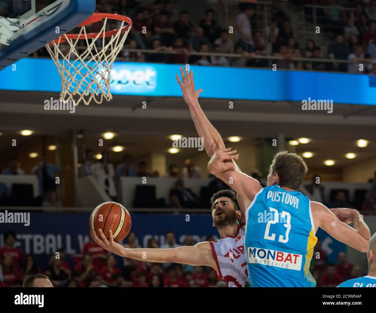 28.06.2018. Ankara, Türkei. FIBA Basketball Männer WM 2019 Qualifikationsspiel: Türkei gegen Ukraine in der Ankara Arena, Ankara. Stockfoto