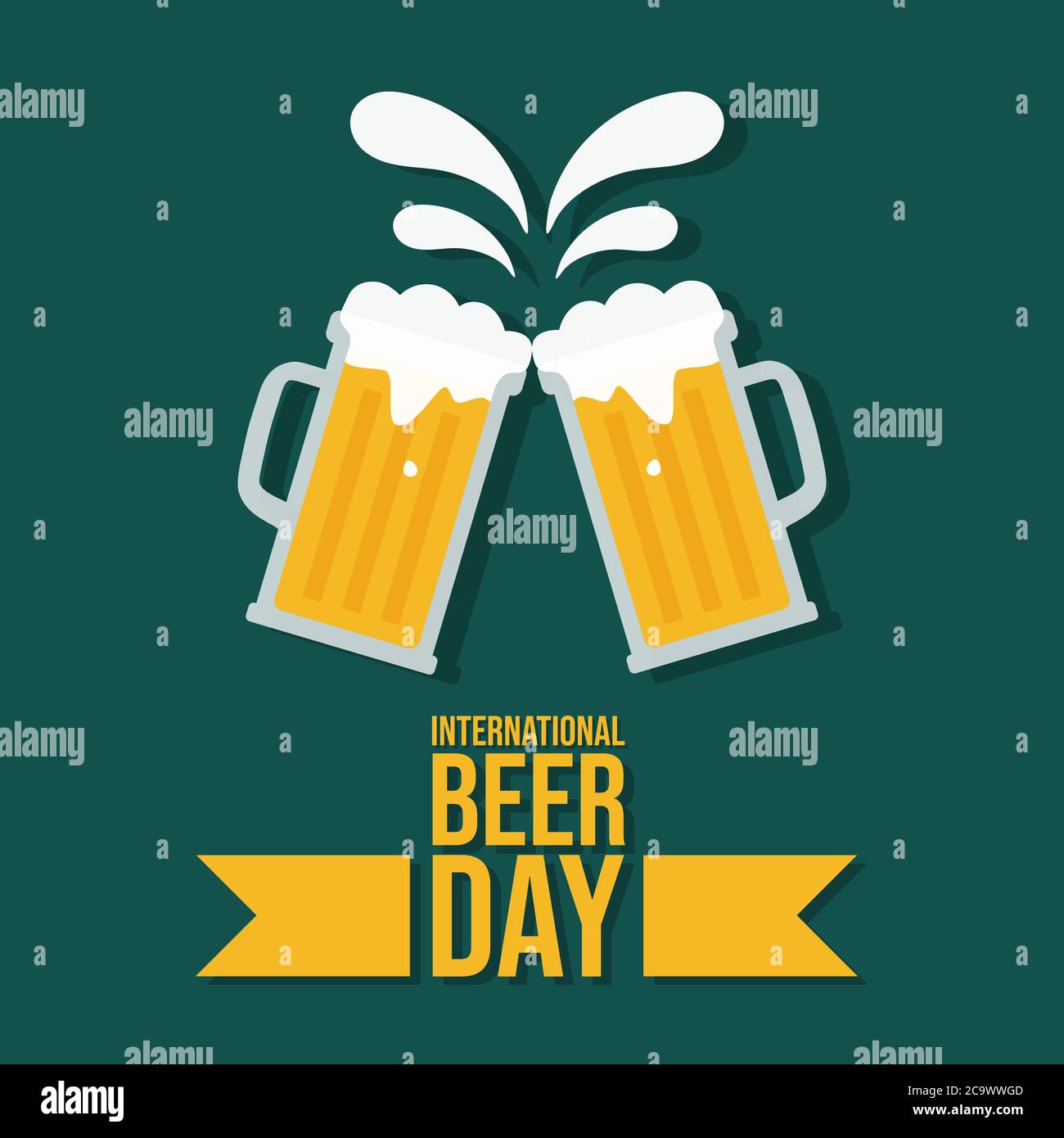 International Beer Day Poster, flache Illustration, Vektor Stock Vektor