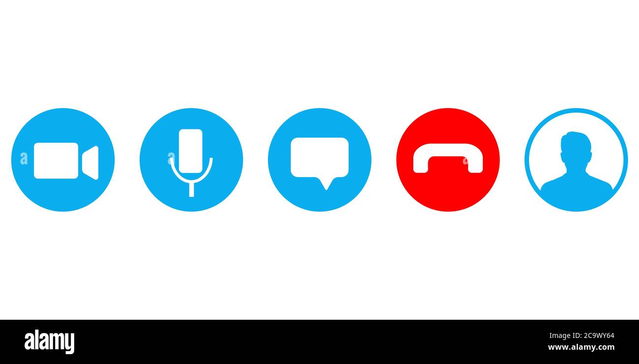 Bildschirmvorlage für Videoanruf. Video-Kal.-Symbole eingestellt. Vektorgrafik Stock Vektor