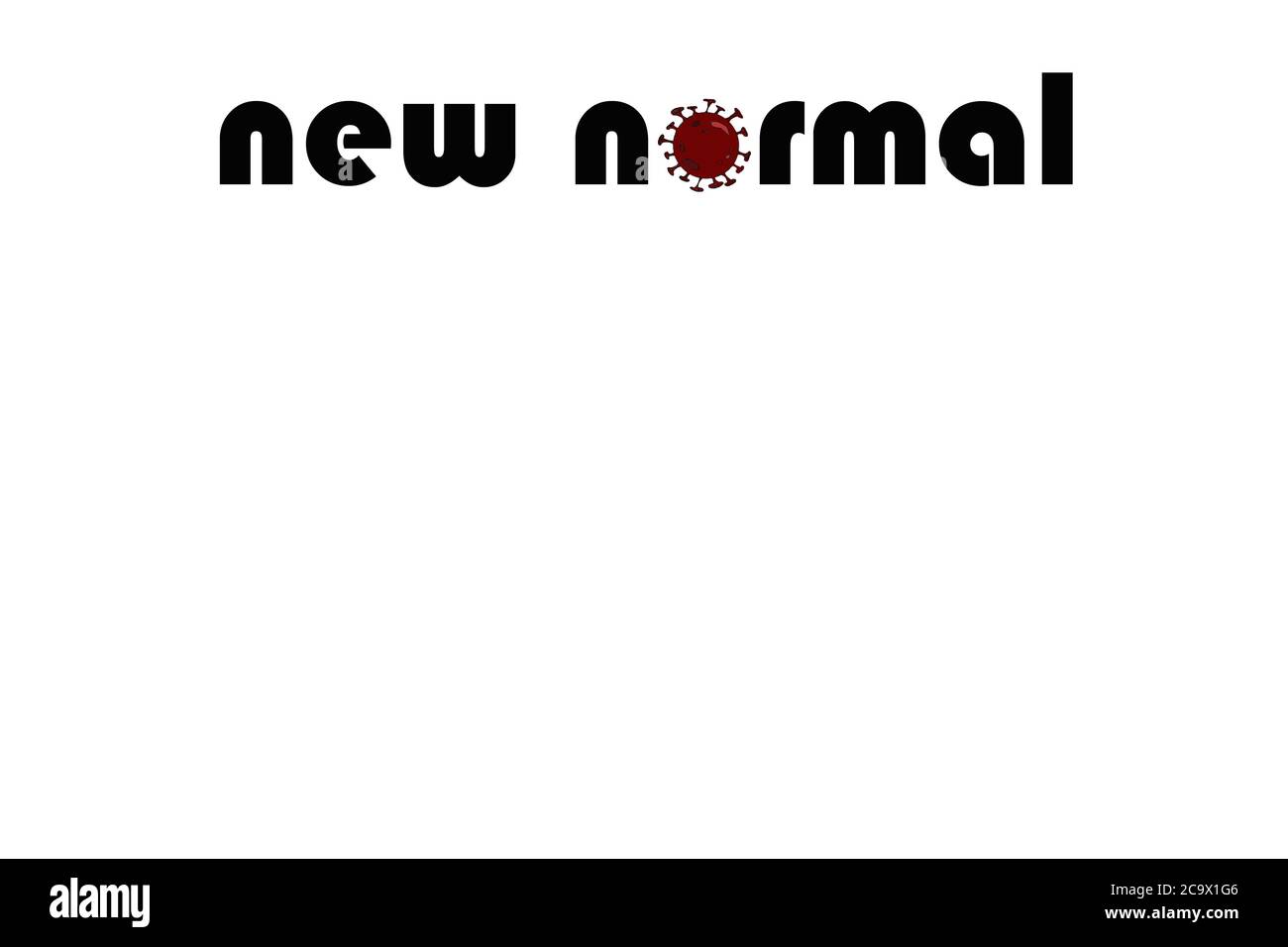 Textgrafik mit Kopfzeile "New Normal", Konzept für Veränderungen, Störungen, Probleme und Lösungen aufgrund der Auswirkungen des Coronavirus und seiner Folgen Stockfoto