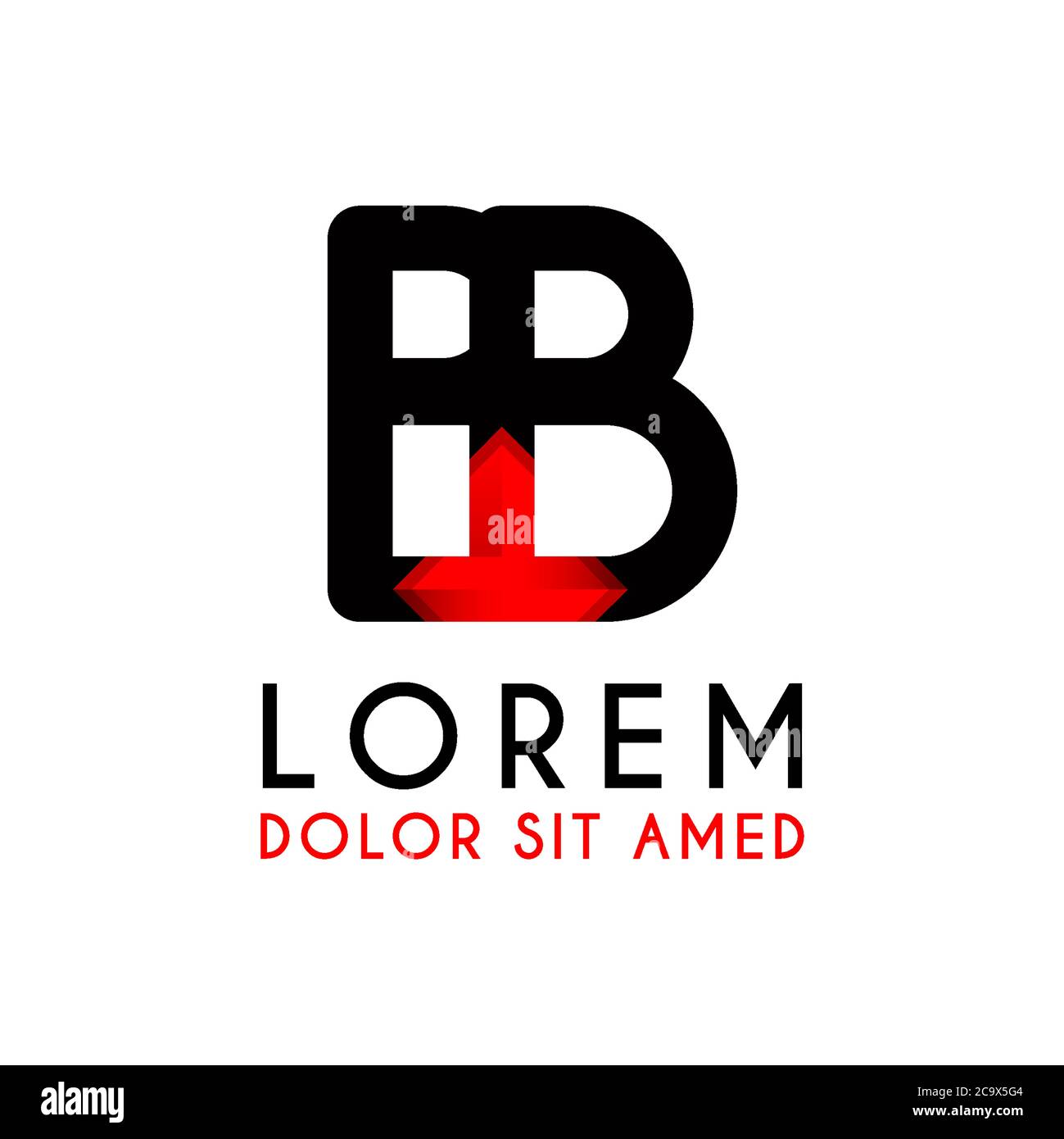 BB Letter schwarzes Logo mit verlaufener Pfeil Stock Vektor