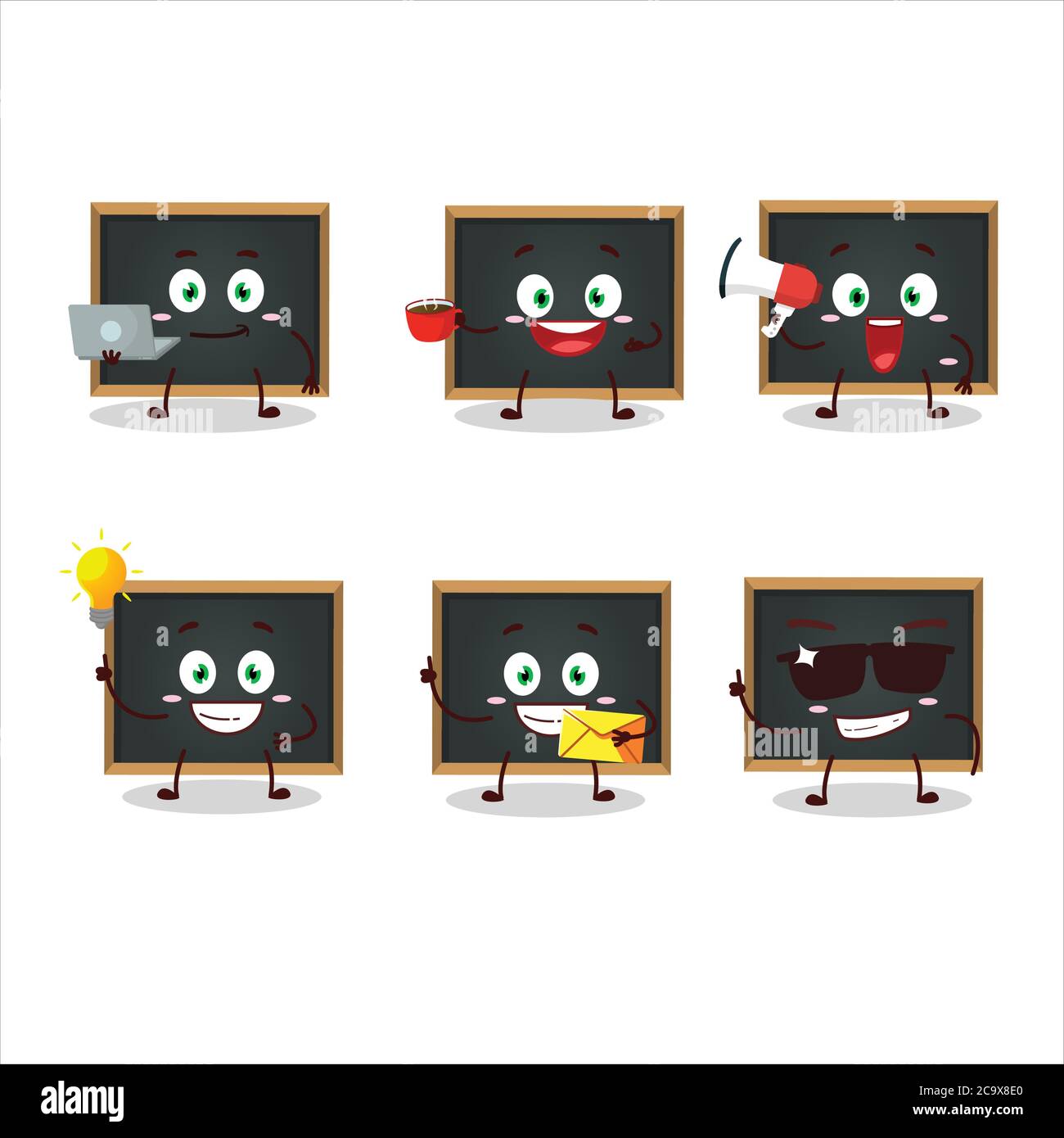 Tafel Cartoon Charakter mit verschiedenen Arten von Geschäft Emoticons Stock Vektor