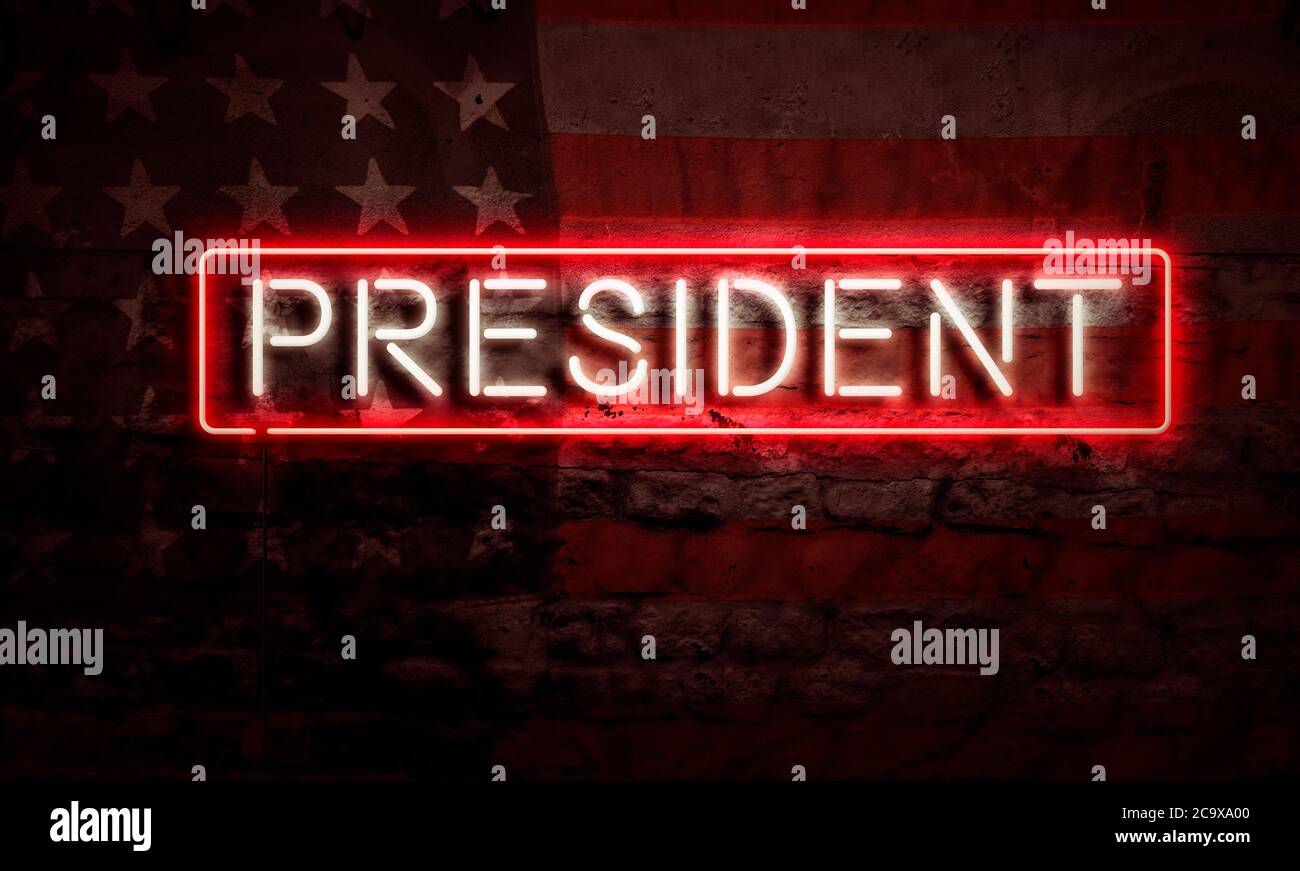 Präsidentschaftswahl Politische Grafik Neon Sign Debatte Stockfoto