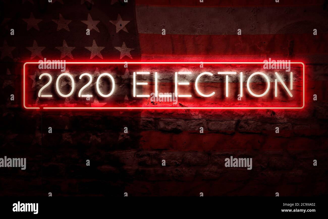 Präsidentschaftswahl Politische Grafik Neon Zeichen 2020 Stockfoto