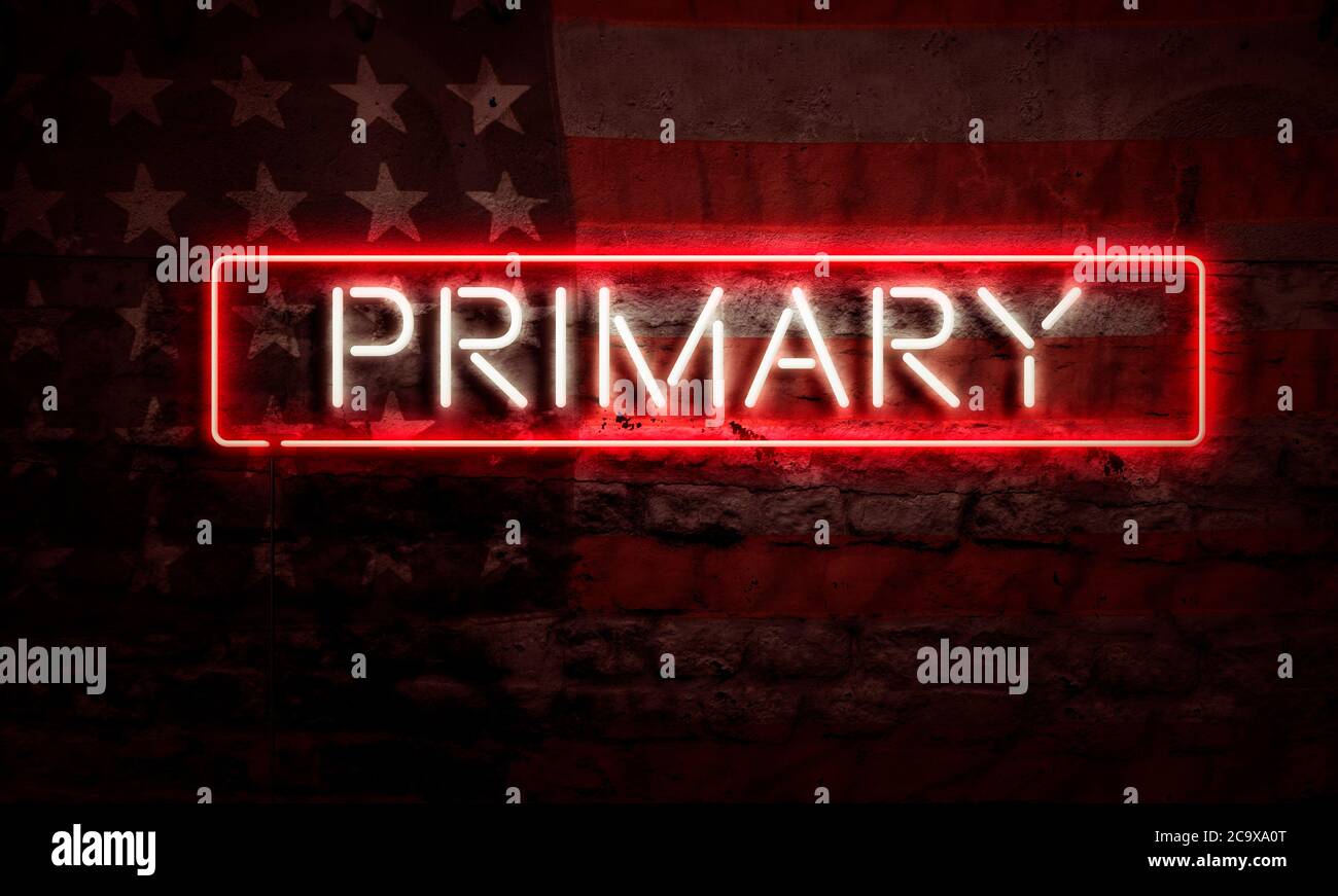 Präsidentschaftswahl Politische Grafik Neon Sign Primär Stockfoto
