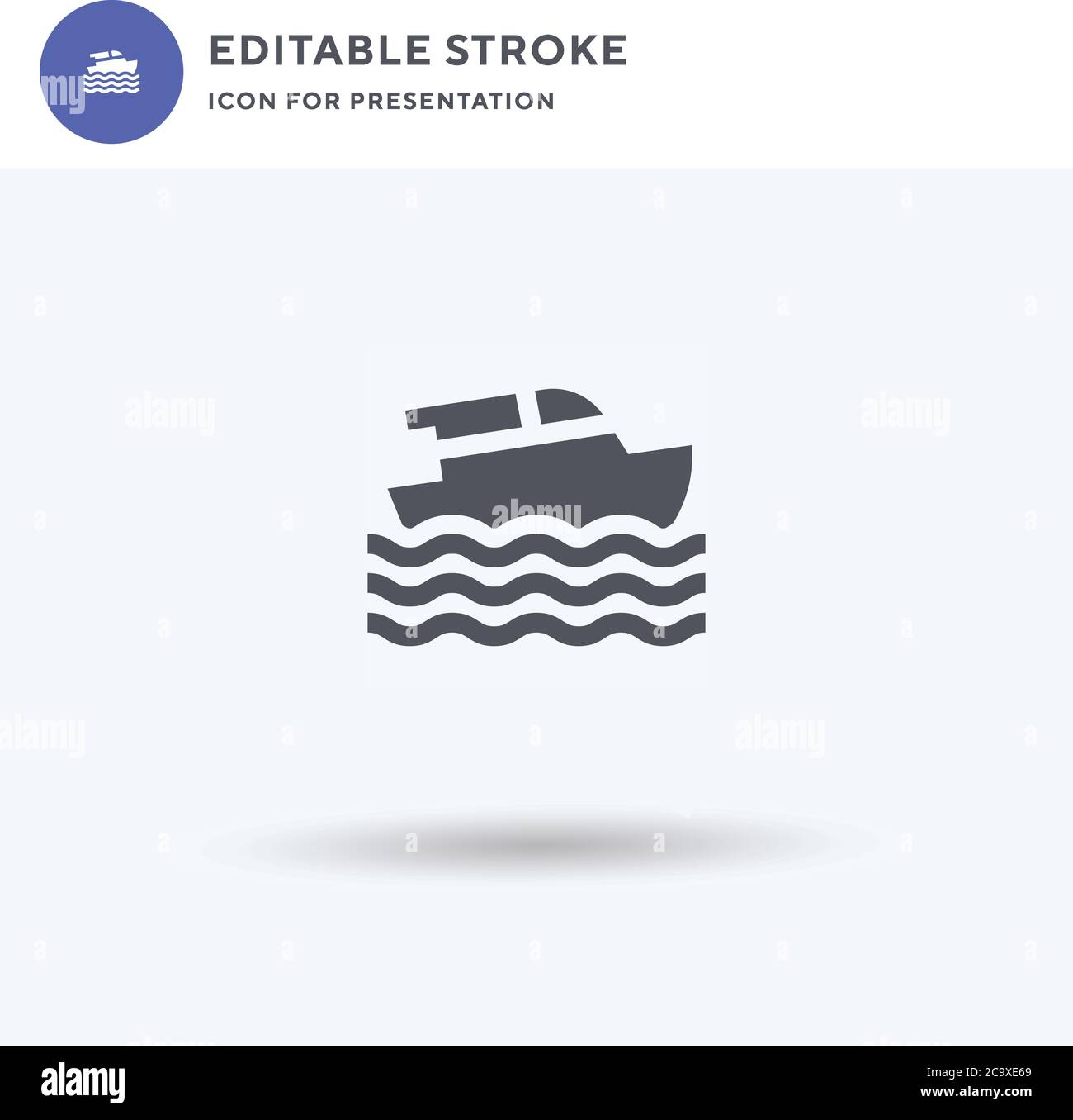 Yatch-Symbolvektor, gefülltes flaches Zeichen, solides Piktogramm isoliert auf Weiß, Logo-Illustration. Yatch-Symbol für die Präsentation. Stock Vektor