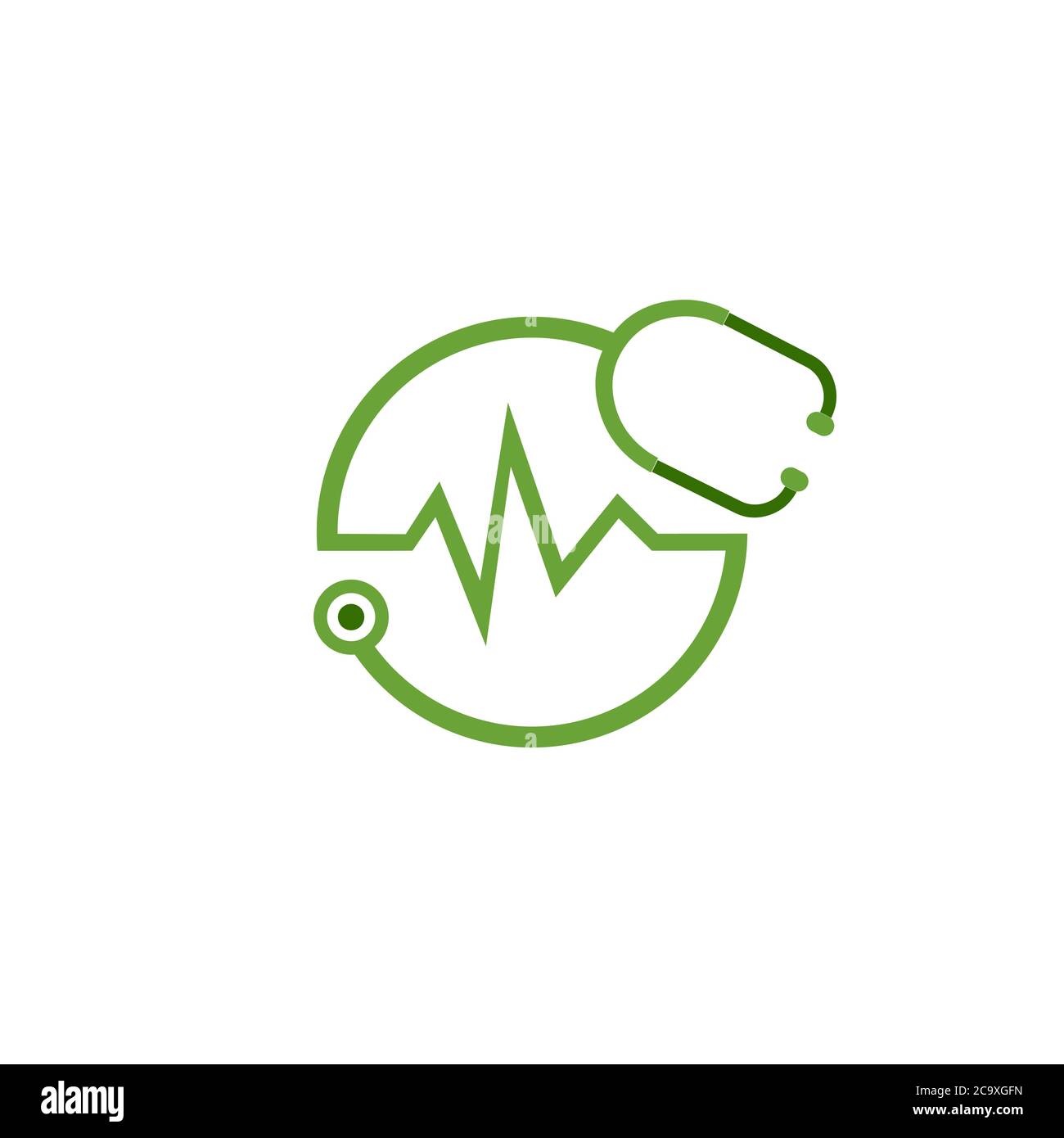 Stehthoscope Arzt Kardiologie Illustration Vektor Logo Design Gesundheit und Arzt Symbole. Stock Vektor