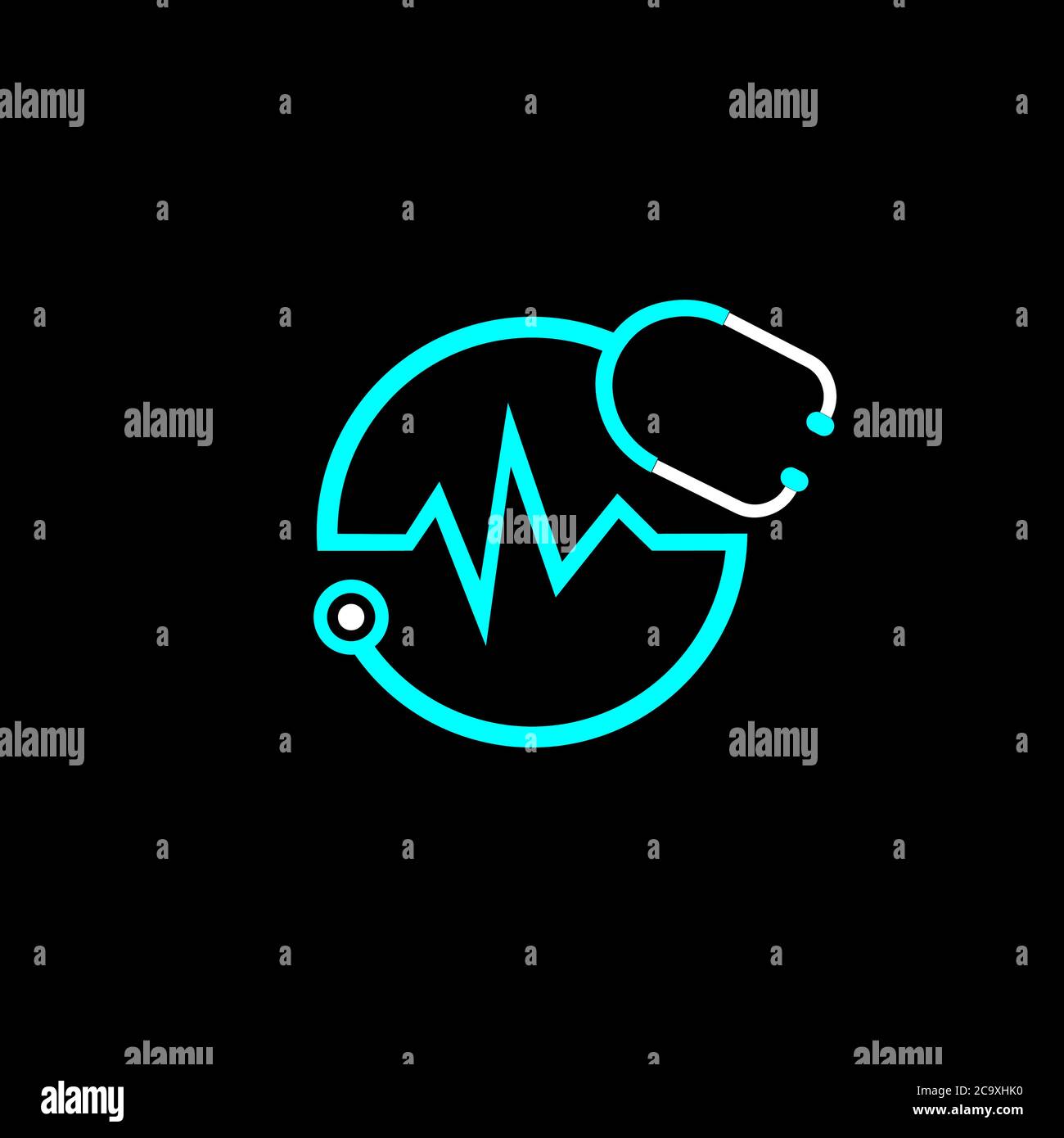 Stehthoscope Arzt Kardiologie Illustration Vektor Logo Design Gesundheit und Arzt Symbole. Stock Vektor