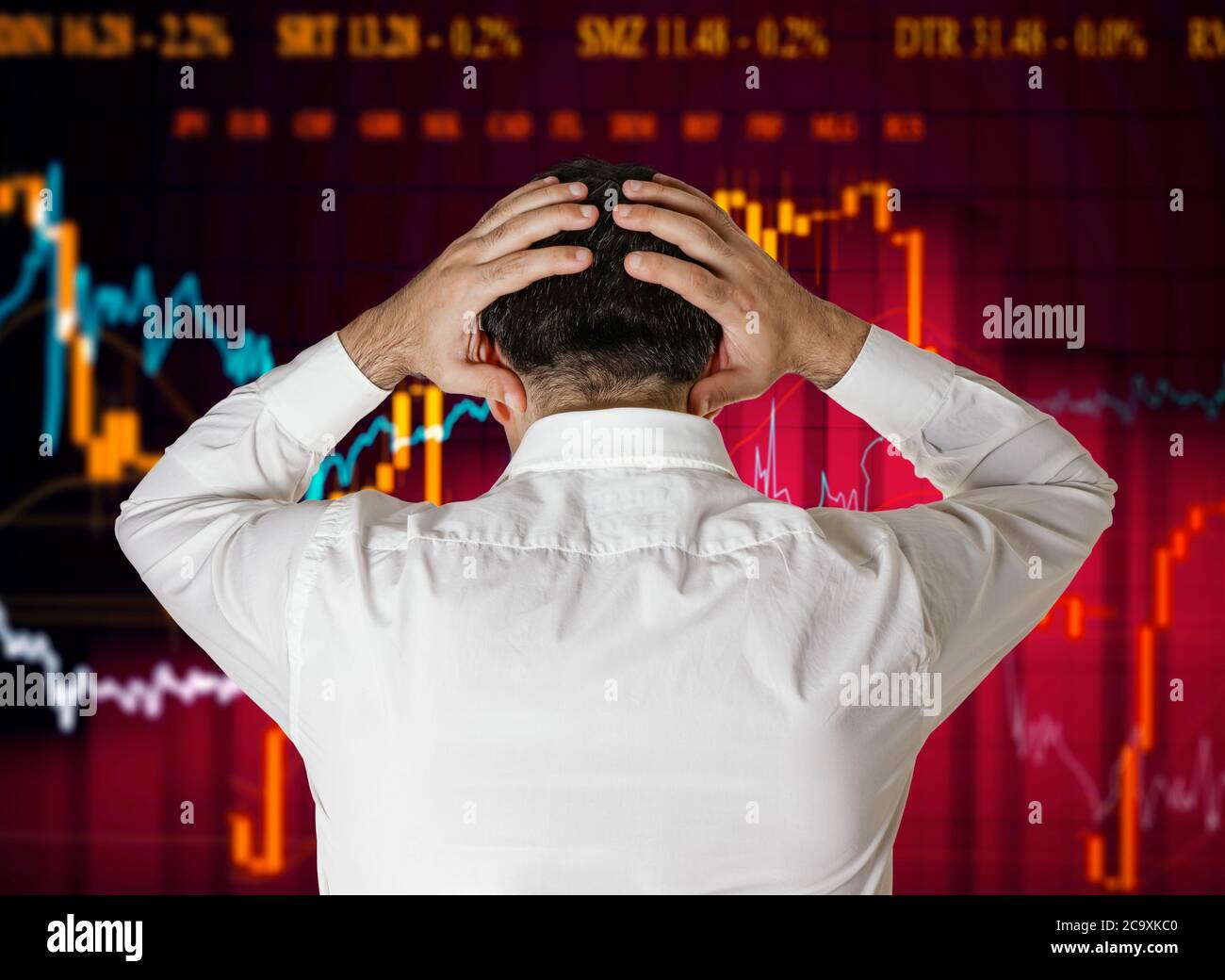 Man Broker Aktienmarkt Crash Krise Konzept Stockfoto