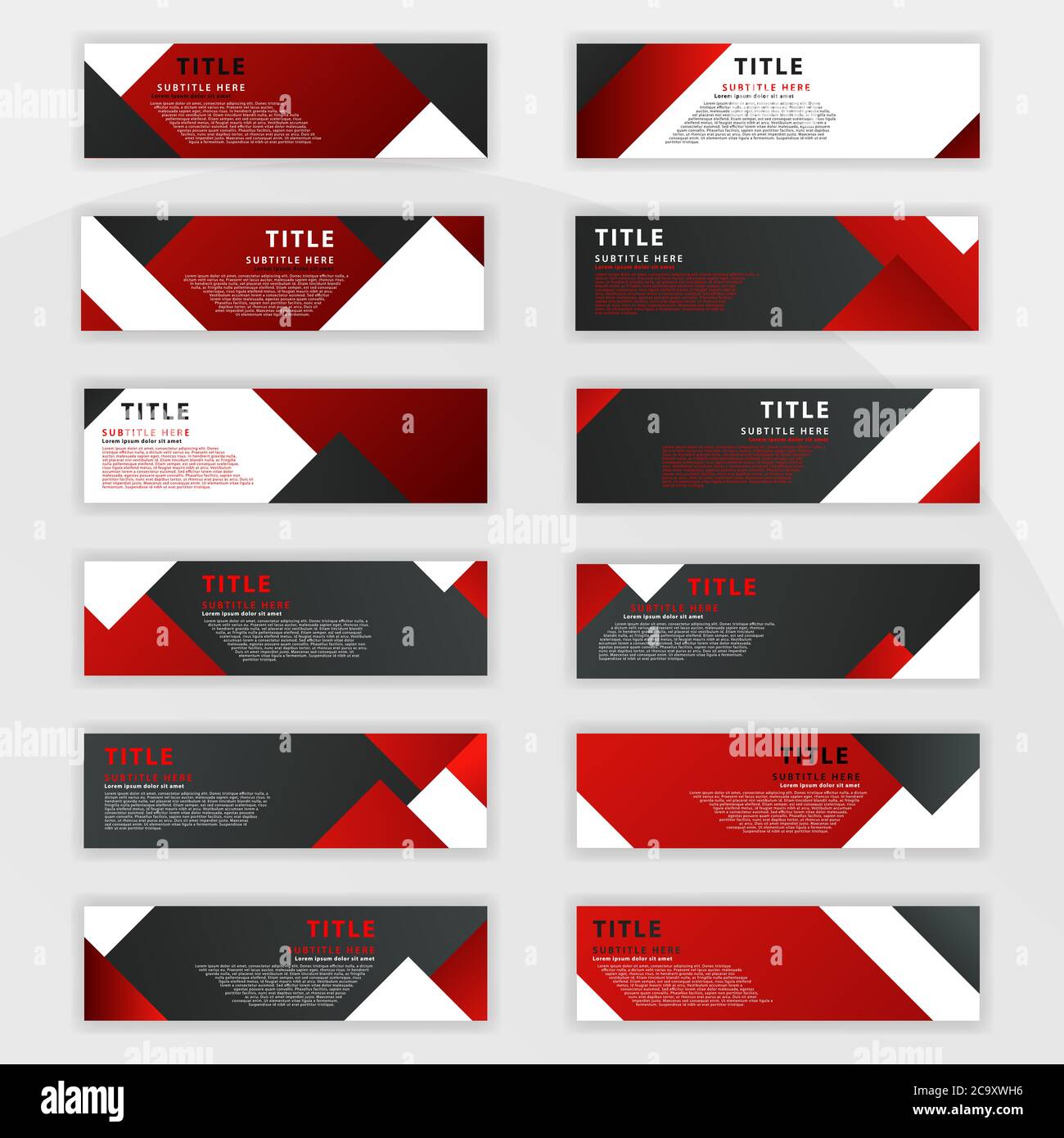 Drittens ein Satz roter Banner mit 12 Designs, entworfen für Online-Bedürfnisse, wie benner Website, Social Media und Werbung. Kann auch bedruckt werden Stock Vektor Drittens ein Satz roter Banner mit 12 Designs, entworfen für Online-Bedürfnisse, wie benner Website, Social Media und Werbung. Kann auch bedruckt werden Stock Vektor