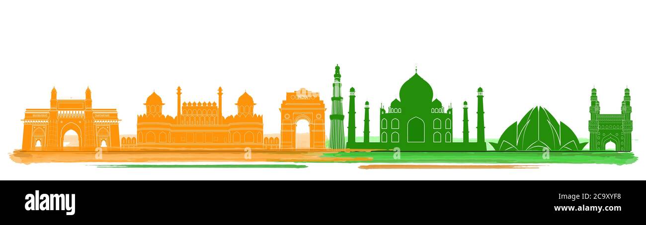 Illustration des berühmten indischen Denkmal Stadtbild für Unabhängigkeit Republik Tourismus oder Marketing Zweck Stock Vektor