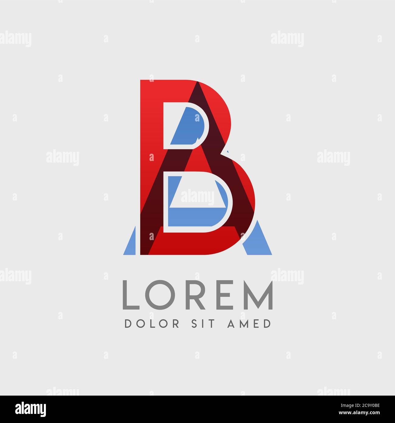 BA-Logo-Buchstaben mit blauen und roten Abstufungen Stock Vektor