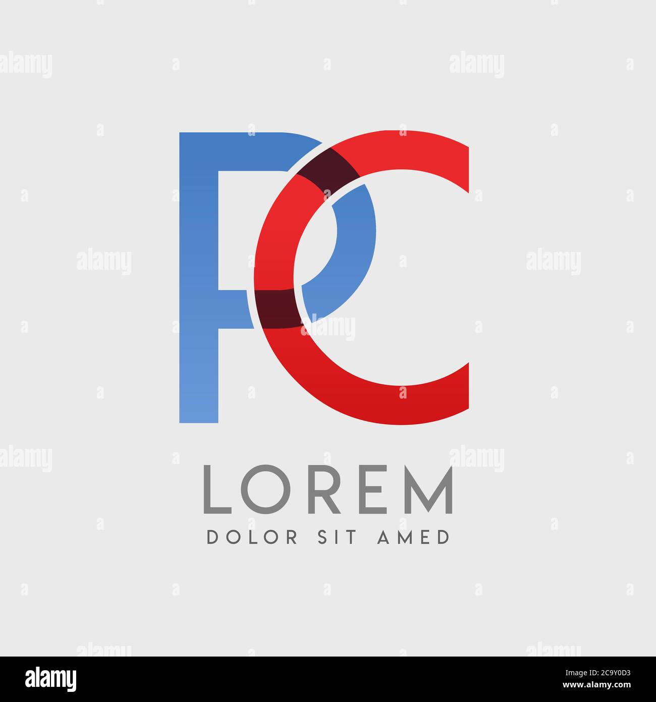 CP-Logo-Buchstaben mit blauen und roten Abstufungen Stock Vektor