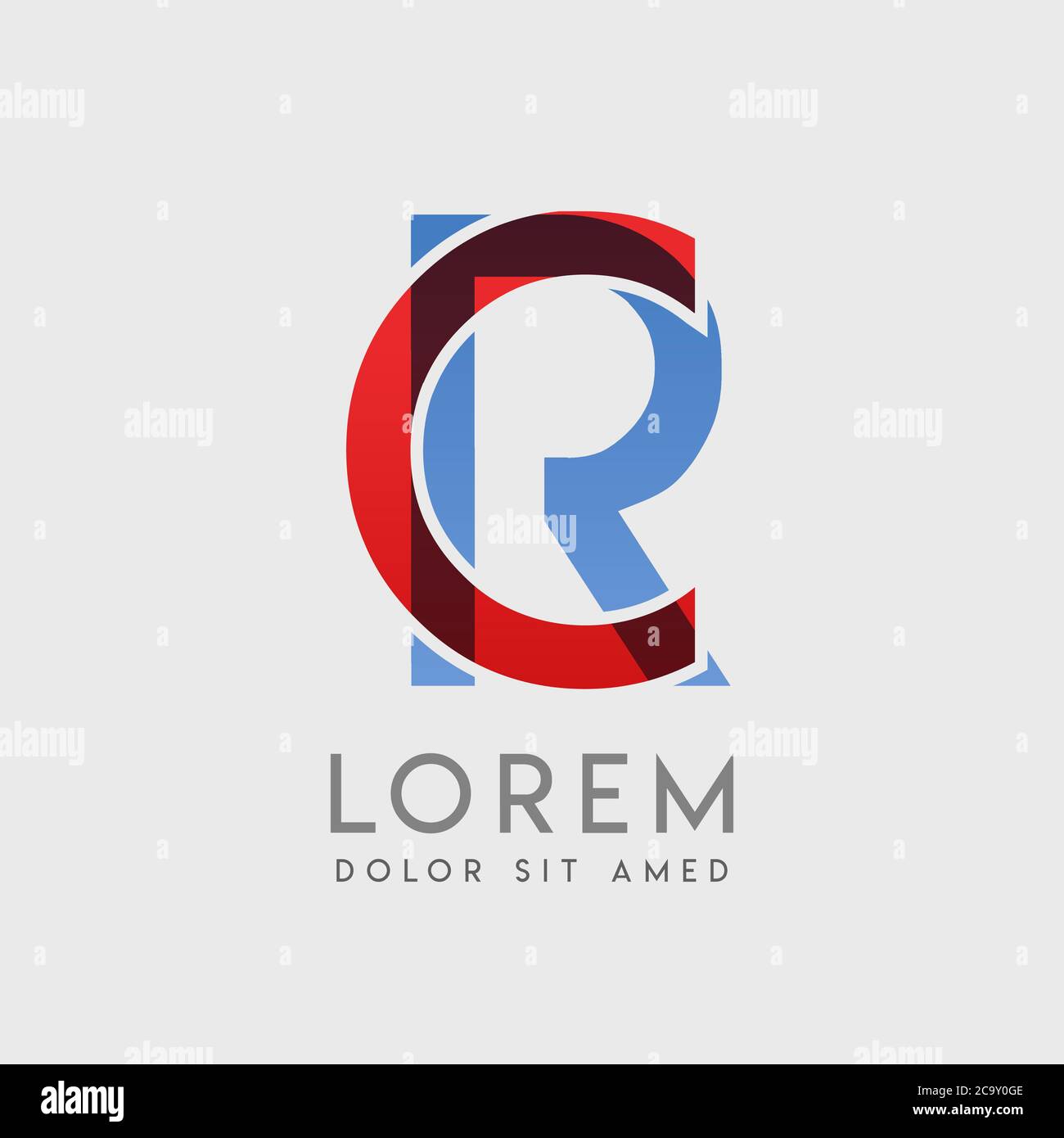 CR-Logo-Buchstaben mit blauen und roten Abstufungen Stock Vektor