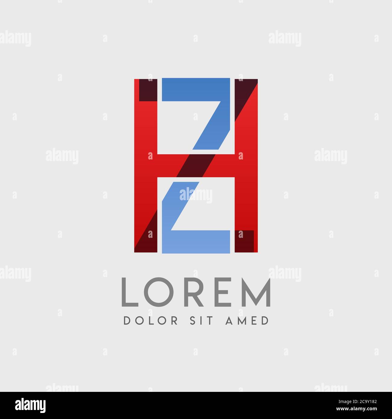 HZ-Logo mit blauen und roten Abstufungen Stock Vektor