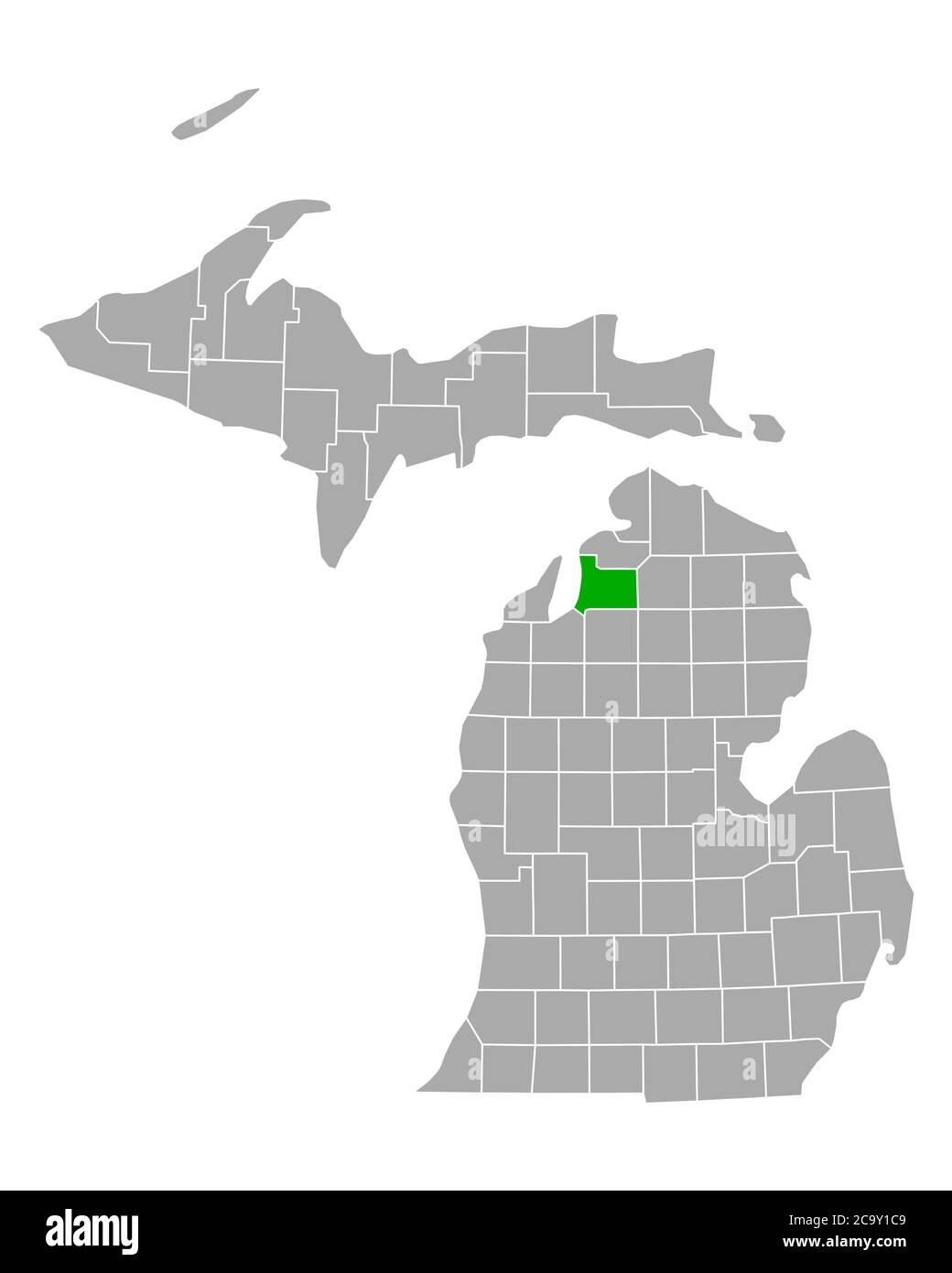 Karte von Antrim in Michigan Stockfoto