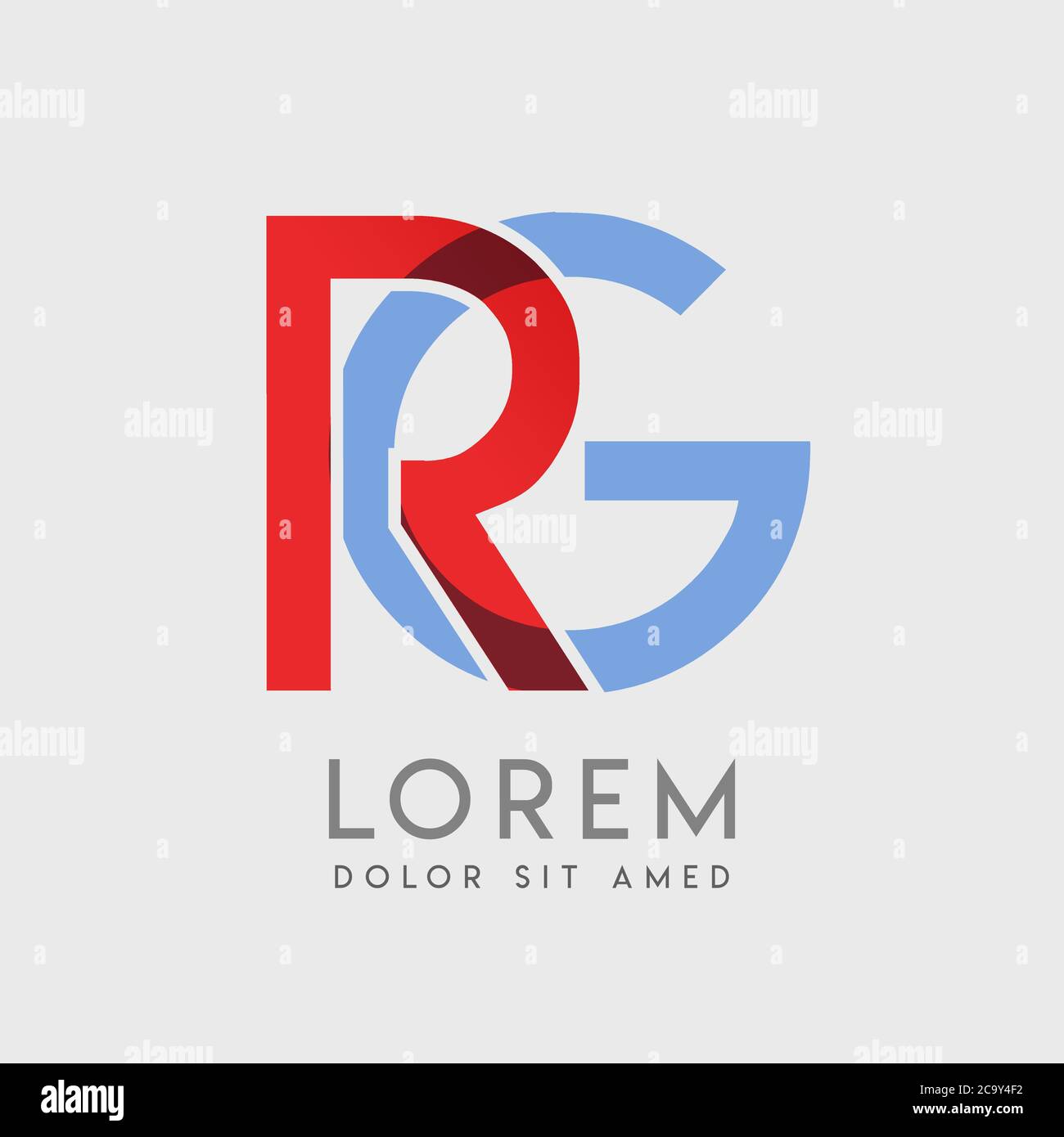 RG Logo Buchstaben mit blauen und roten Abstufungen Stock Vektor