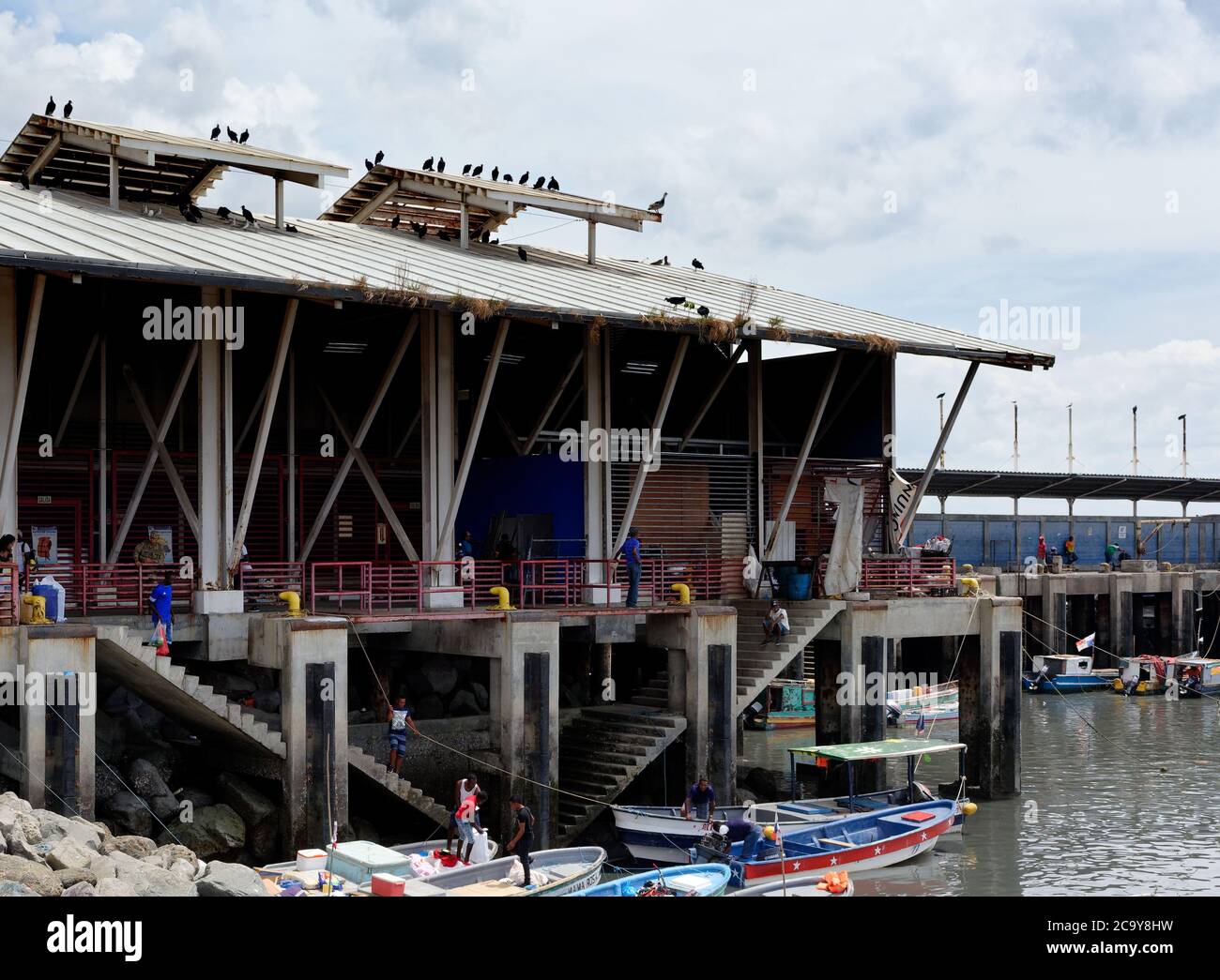 Fischmarkt Ladefläche von Booten, Panama City, Panama, Mittelamerika Stockfoto