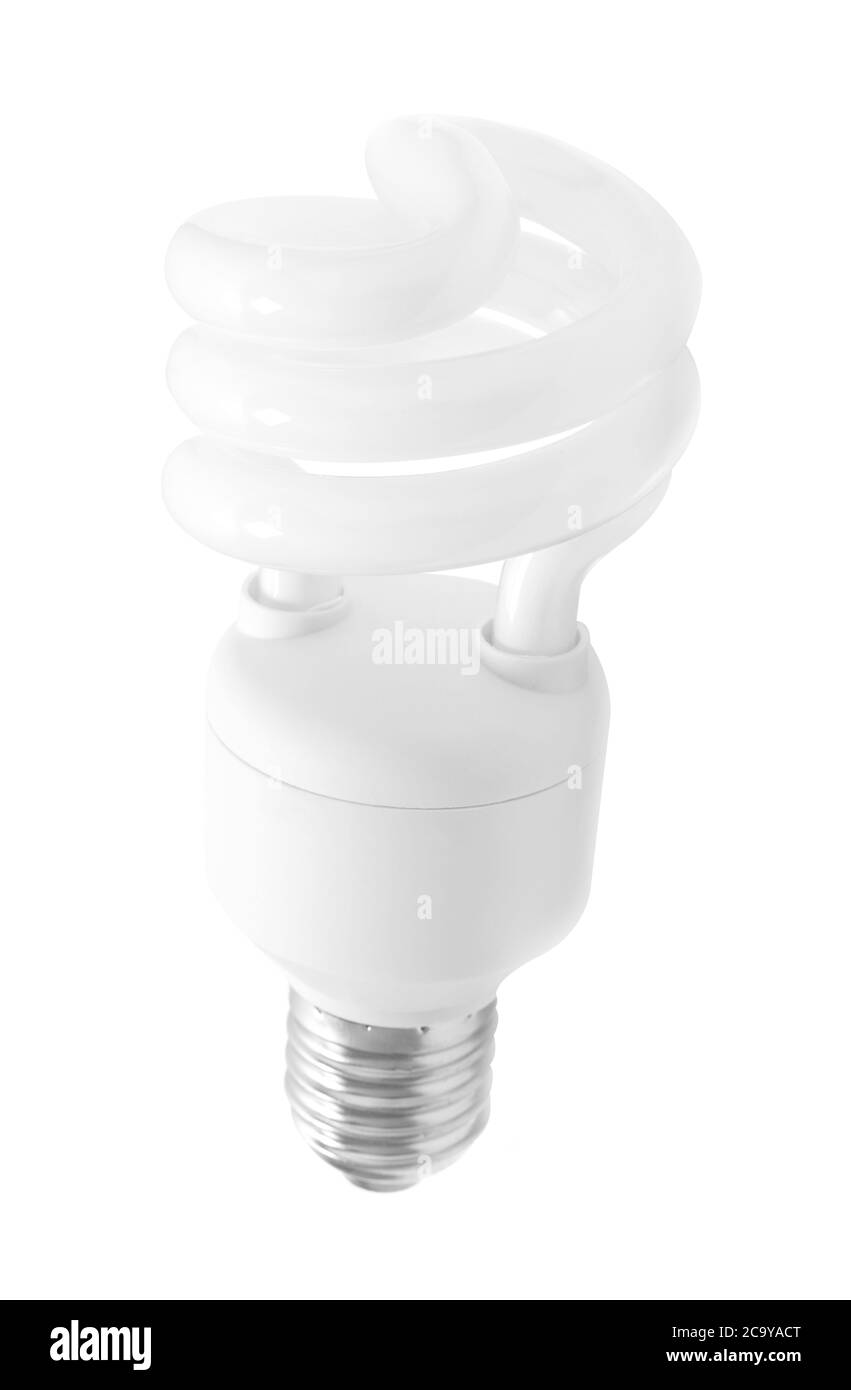 Umweltfreundliche Glühbirne isoliert auf weiß Stockfoto