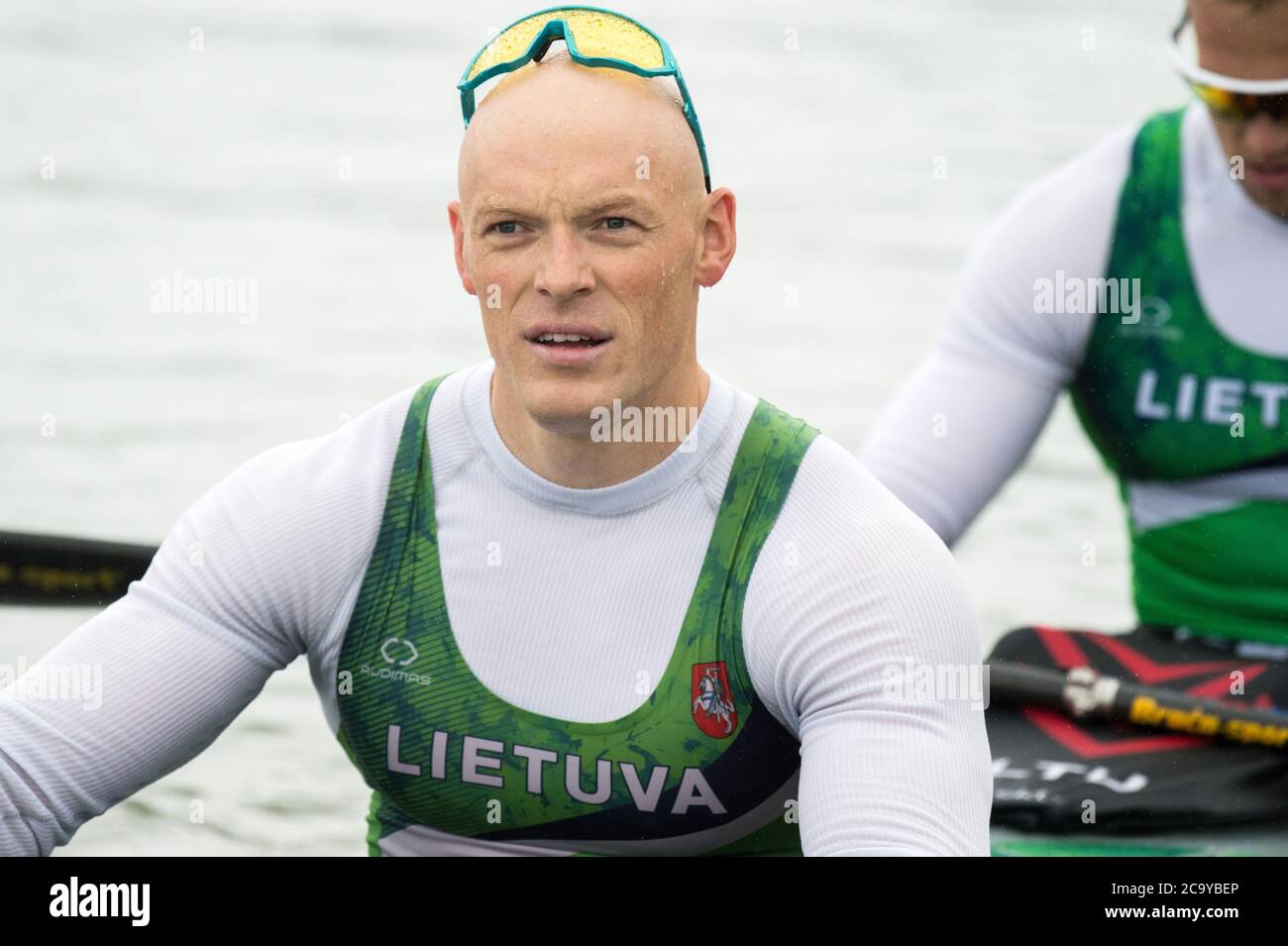 2020 07 30. Litauische Kajak-Meisterschaft in Trakai. Ignas Navakauskas Stockfoto