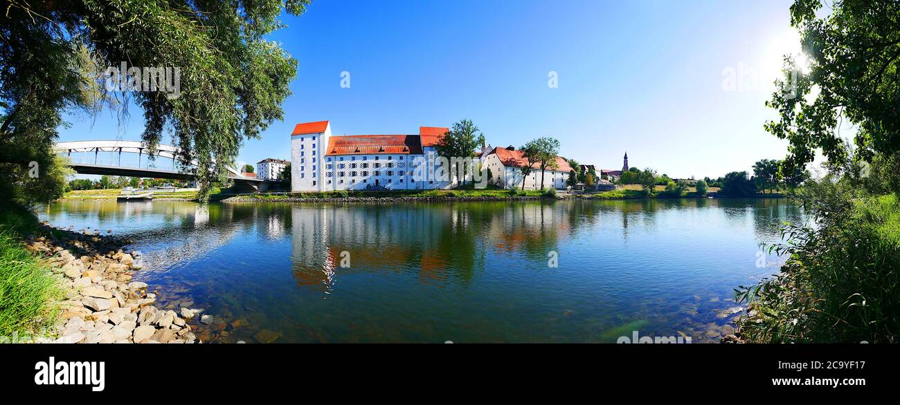 Straubing, Deutschland: Skyline-Panorama Stockfoto