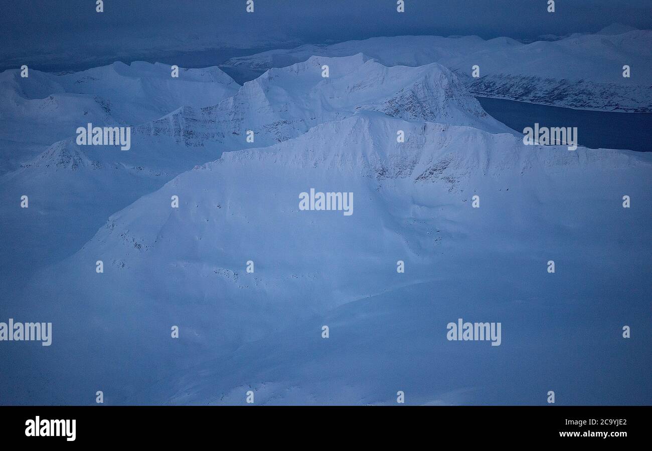 Fjord von Andenes, Insel Andoya, Vesteralen, Norwegen, Skandinavien, Europa Stockfoto