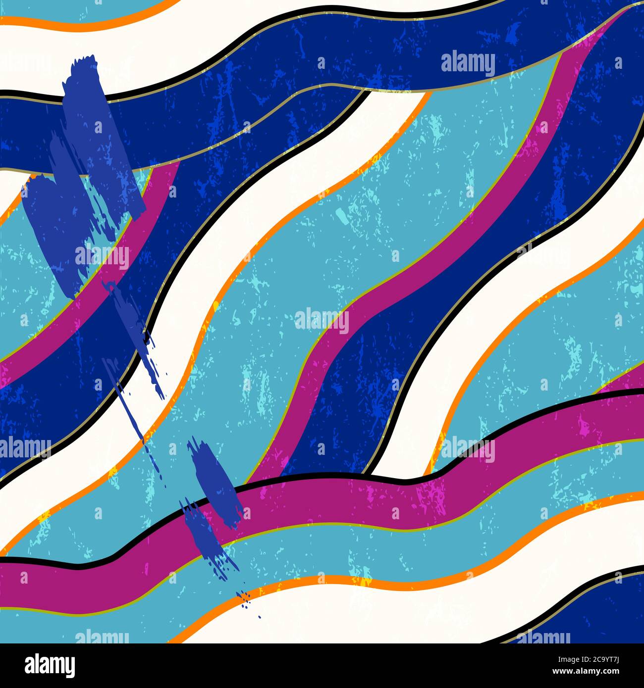 Abstraktes Muster Hintergrund, mit Wellen, Streifen, Striche und Spritzer, grungy Stock Vektor