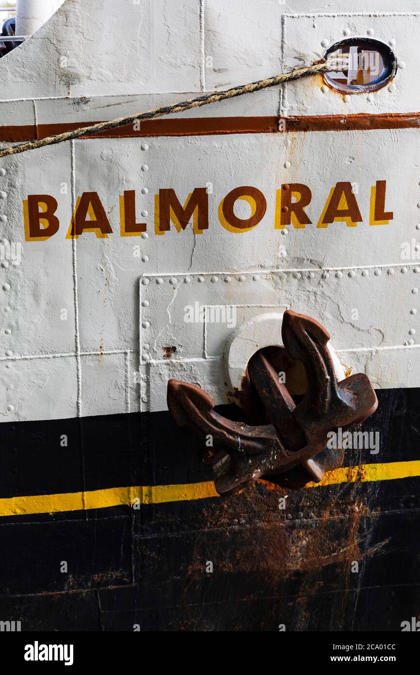 Ex Royal Mail Steam Package Co, Red Funnel Line, MV Balmoral. Vor Anker in Bristol Harbour, Bristol, England. Juli 2020 Stockfoto