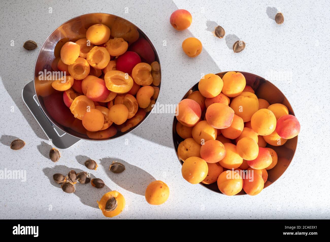 Aprikosen. Frisches und gesundes Obst. Stockfoto