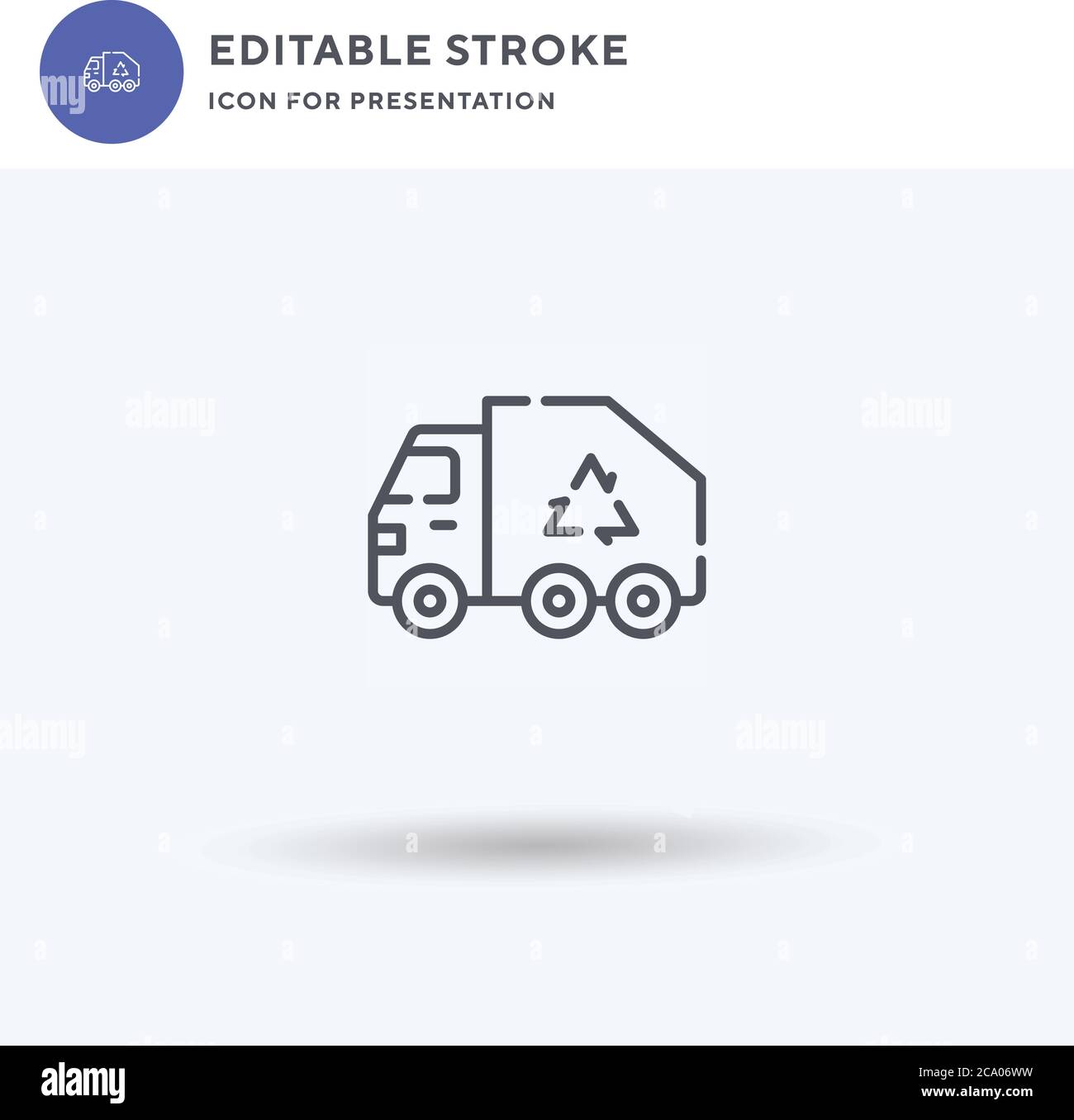 Müll LKW Symbol Vektor, gefüllt flat Zeichen, solide Piktogramm isoliert auf weiß, Logo-Illustration. Müllwagen-Symbol für Präsentation. Stock Vektor