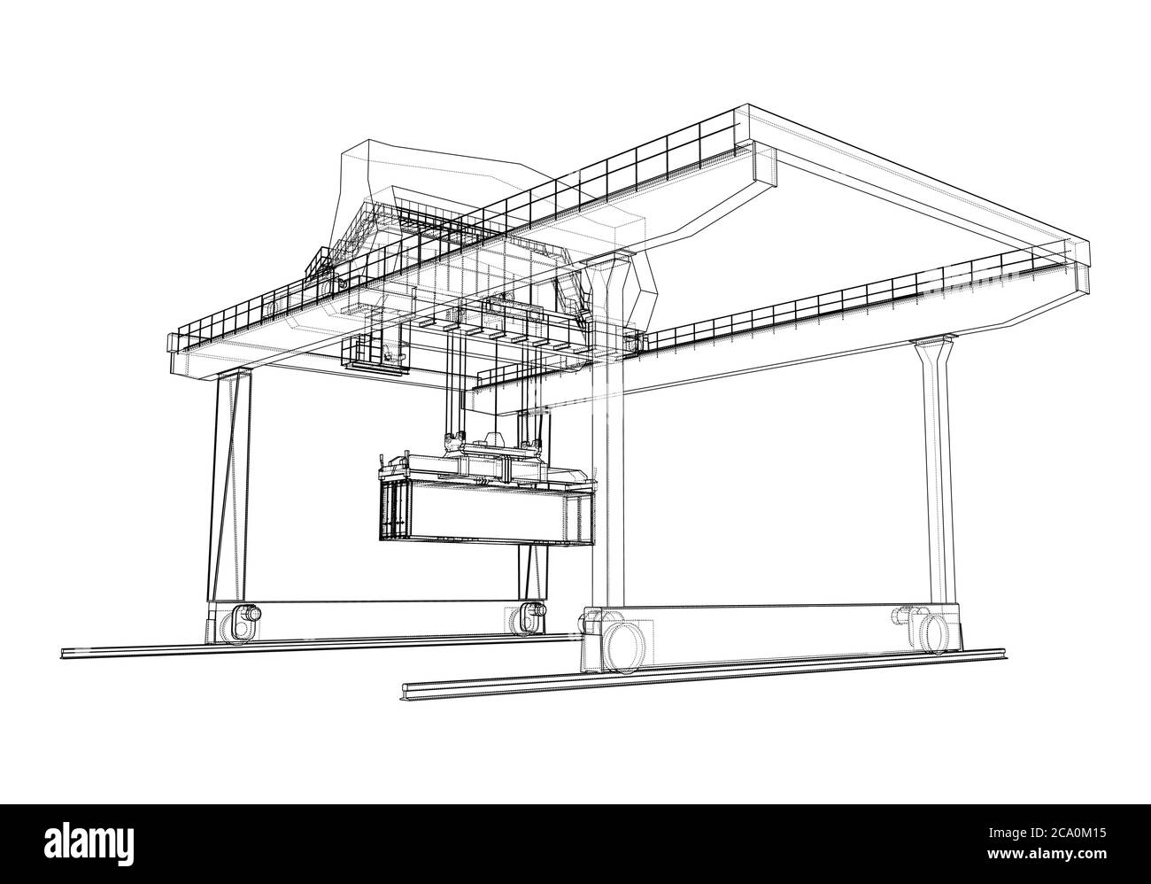 Umriss des Portalbehälters auf der Schiene Stock Vektor
