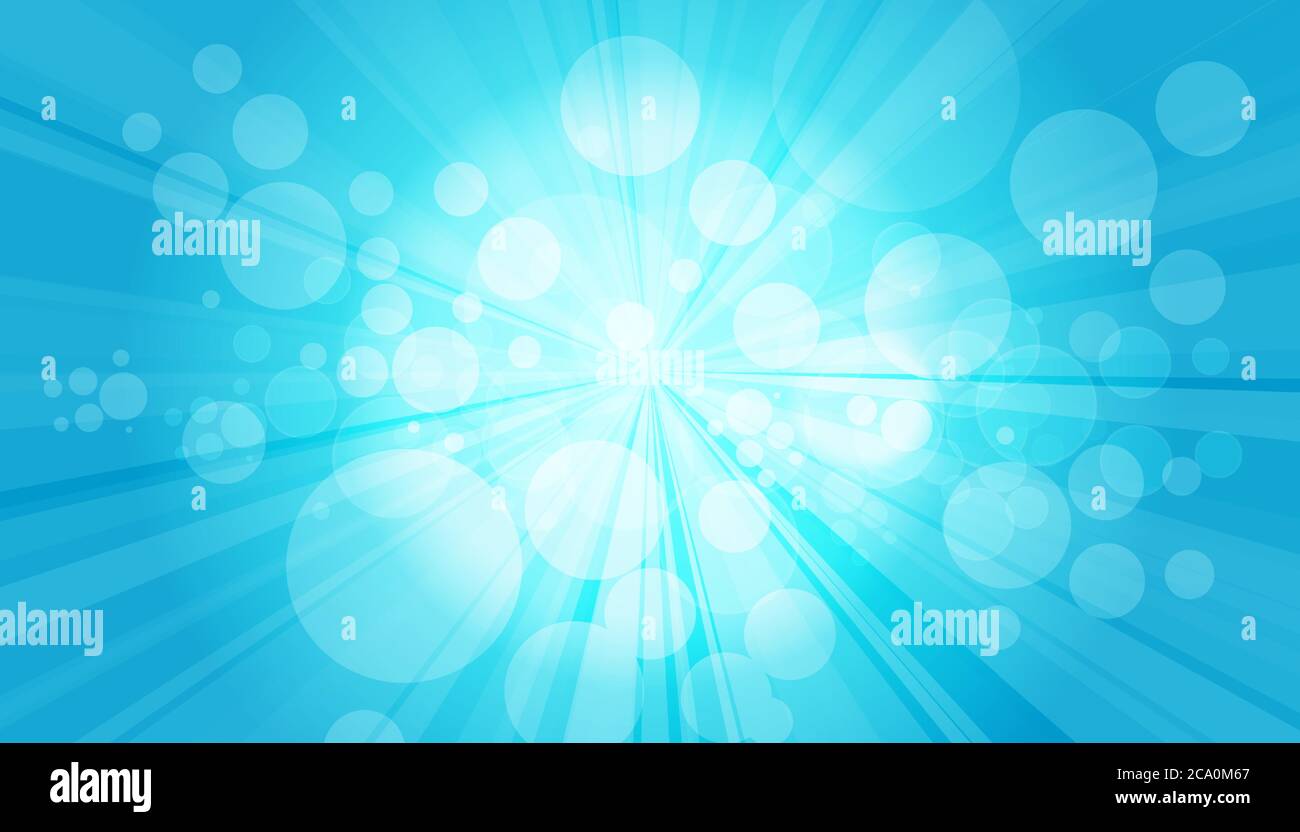 Blauer sanny Strahlen Hintergrund. Funkelnde magische Staubpartikel. Vektorgrafik. Stock Vektor