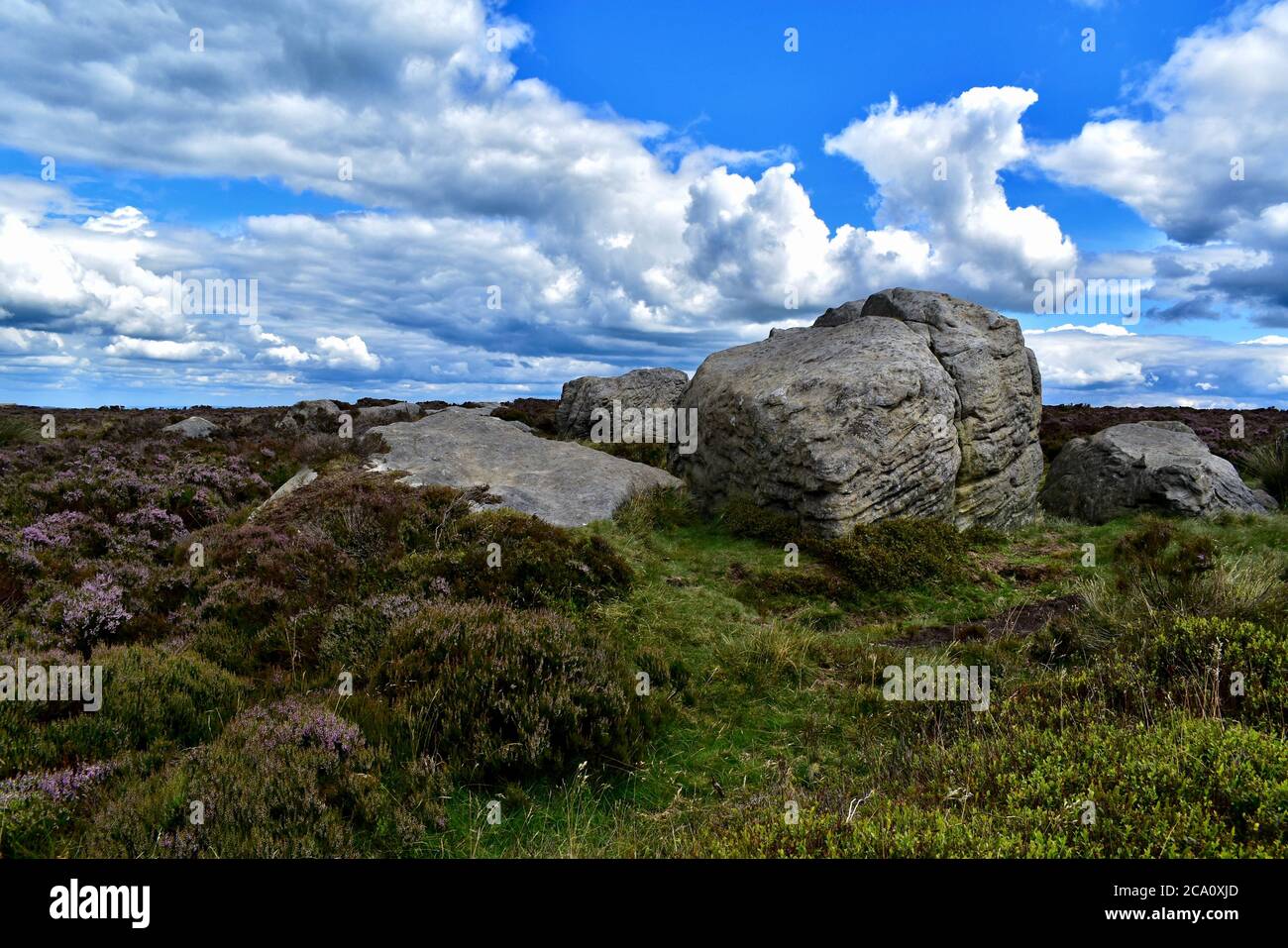 Thimble Stones auf Ilkley Moor Stockfoto
