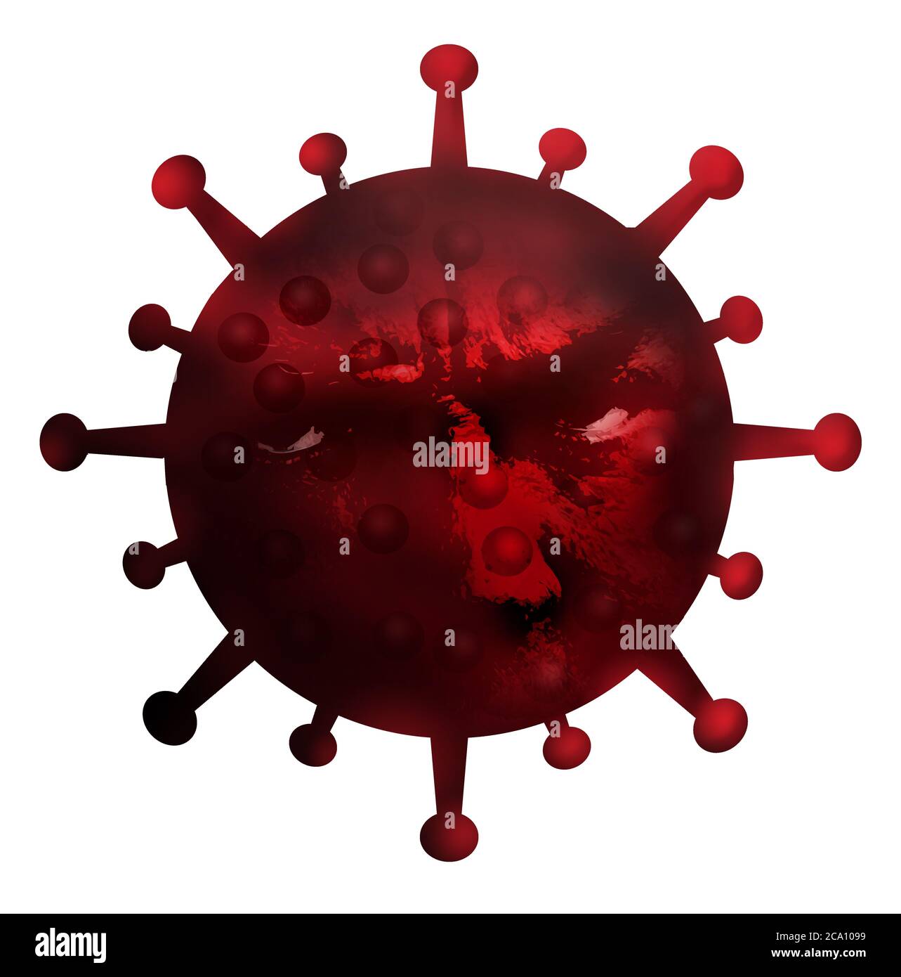 Augen und eine Nase werden auf einem Coronavirus-Bild gesehen, um ein Gesicht auf die Covid-19 Pandemie zu setzen. Stockfoto