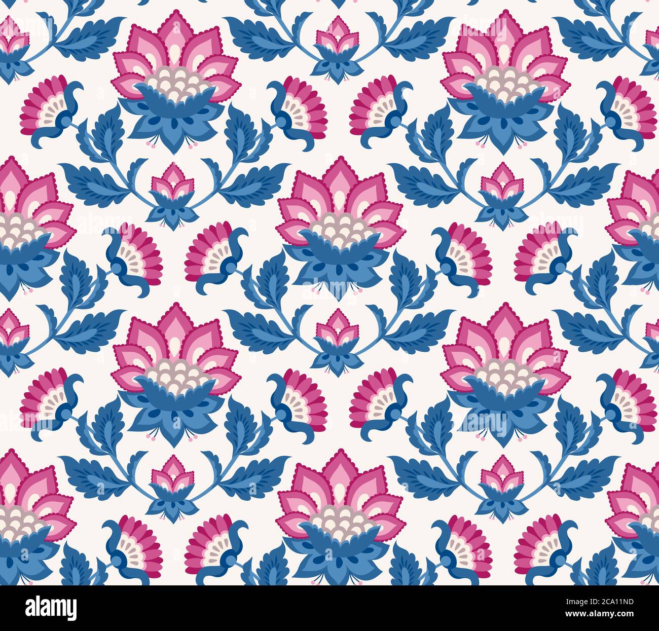 Jacobean florale Illustration., Wiesenblumen Hintergrund. Bunte Kräuter Hintergrund. Nahtloses Vektormuster. Jacobean Stickerei floral, Kräuter colle Stock Vektor