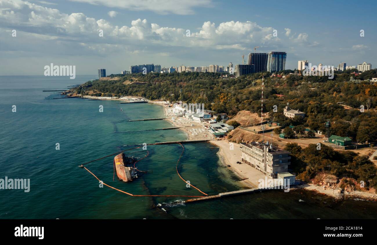 Luftpanorama Schwarzmeerküste in Odessa Ukraine Stockfoto