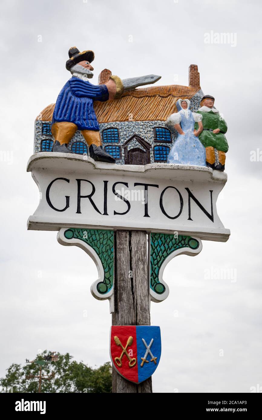 Dorfschild bei Griston in Norfolk Stockfoto