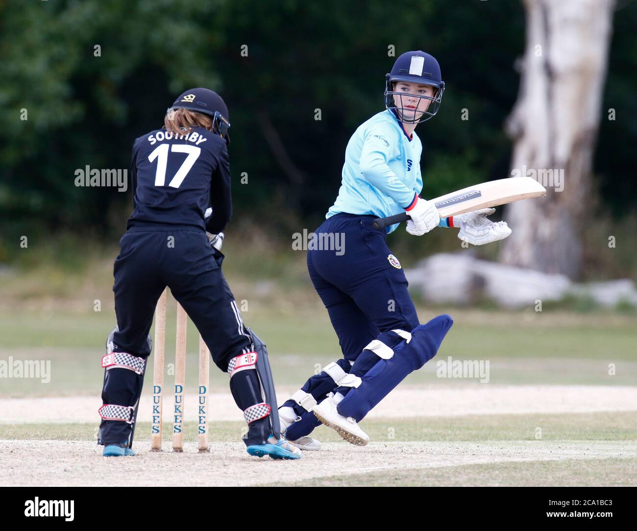 LONDON, Großbritannien, AUGUST 03:Essex Frauen Jasmine Westley Cousin zu Tom Westley während der London Championship zwischen Essex Frauen CCC und Surrey wo Stockfoto