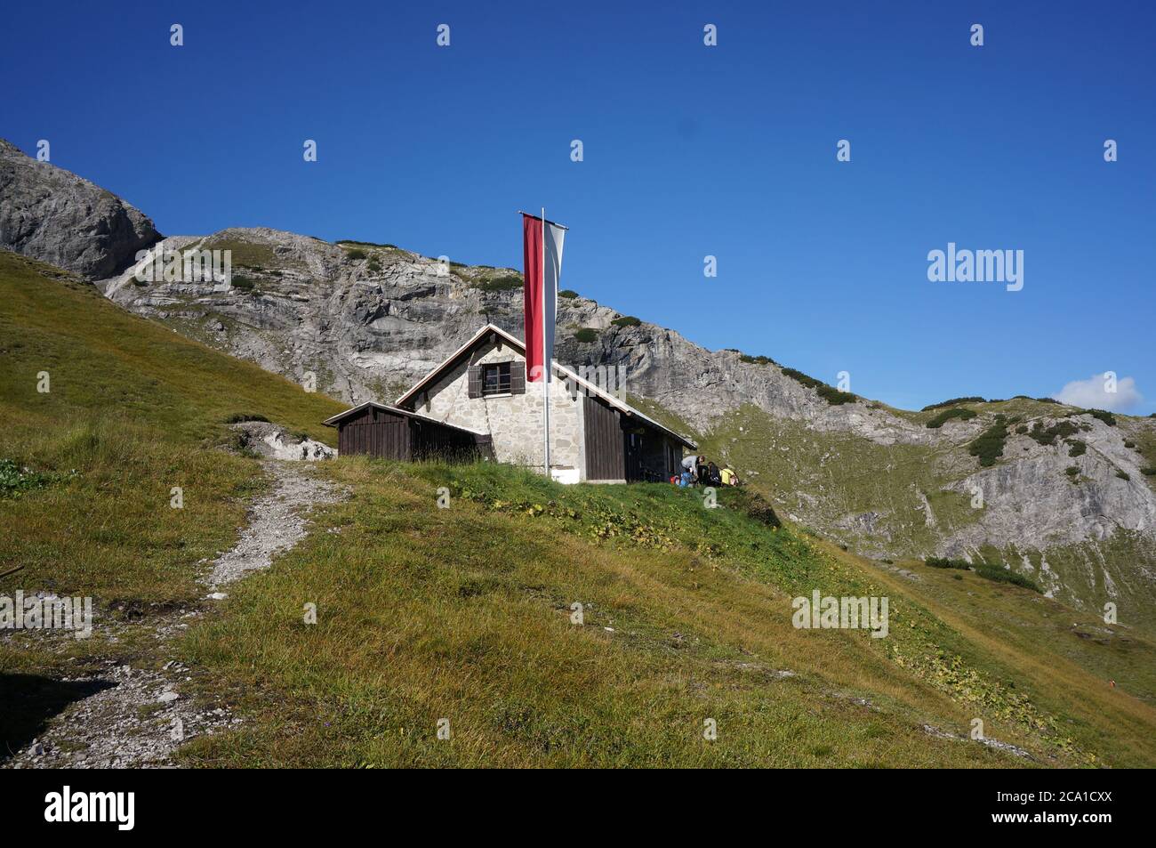 Hinterhornbach / Österreich, September 07 2013: Berghütte Kaufbeurer Haus in den österreichischen Alpen Stockfoto