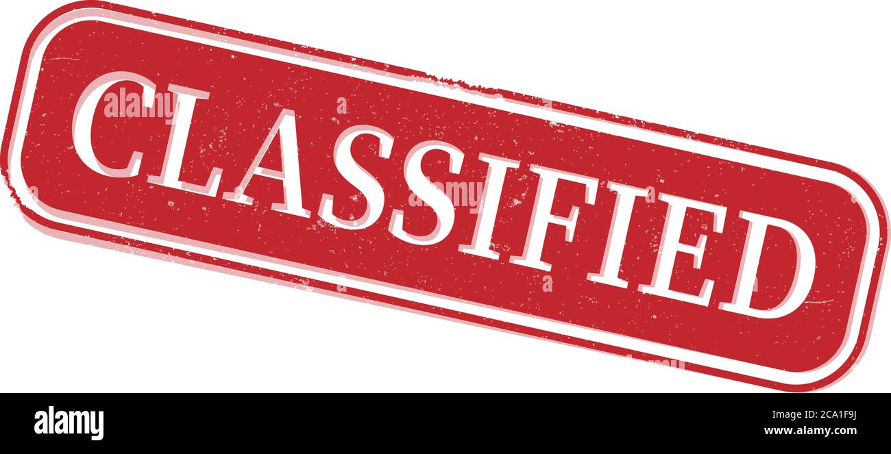 Rechteckige rot grungy KLASSIFIZIERTEN Gummi Stempel Vektor Illustration Stock Vektor