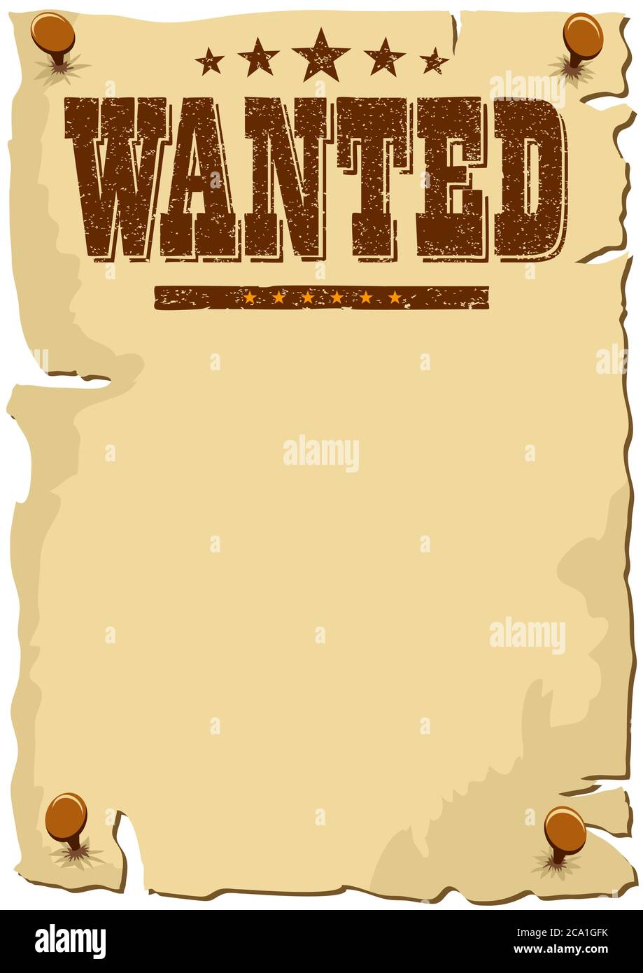 Cartoon WANTED Poster, Wild-West-Vorlage, mit Kopieplatz für Ihren Text  Stock-Vektorgrafik - Alamy