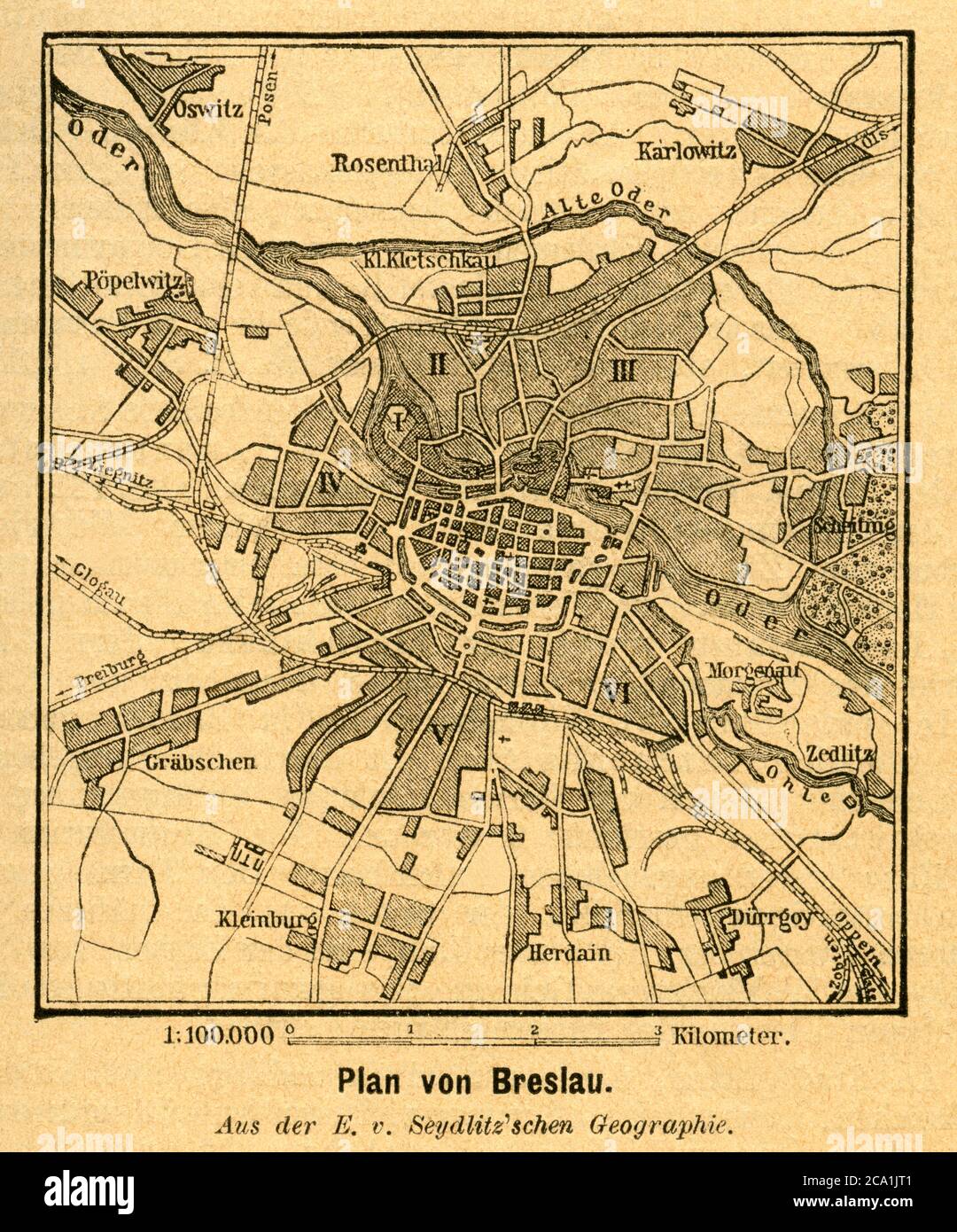 Europa, Polen, Woiwodschaft Niederschlesien, Wroclaw, Plan der Stadt, bis 1945 Deutschland, Schlesien, Niederschlesien , Breslau, veröffentlicht bei Carl Stange, Carl Stange´s Reiseführer, Frankenberg , Sachsen , wahrscheinlich 1890er Jahre bis ca. 1900er Jahre . / Europa, Polen, Schlesien, Niederschlesien Woiwodschaft, Breslau, Stadtplan, bis 1945 Deutschland, Schlesien, Niederschlesien, Breslau, herausgegeben von Carl Stange Reiseführer, Frankenberg, Stockfoto