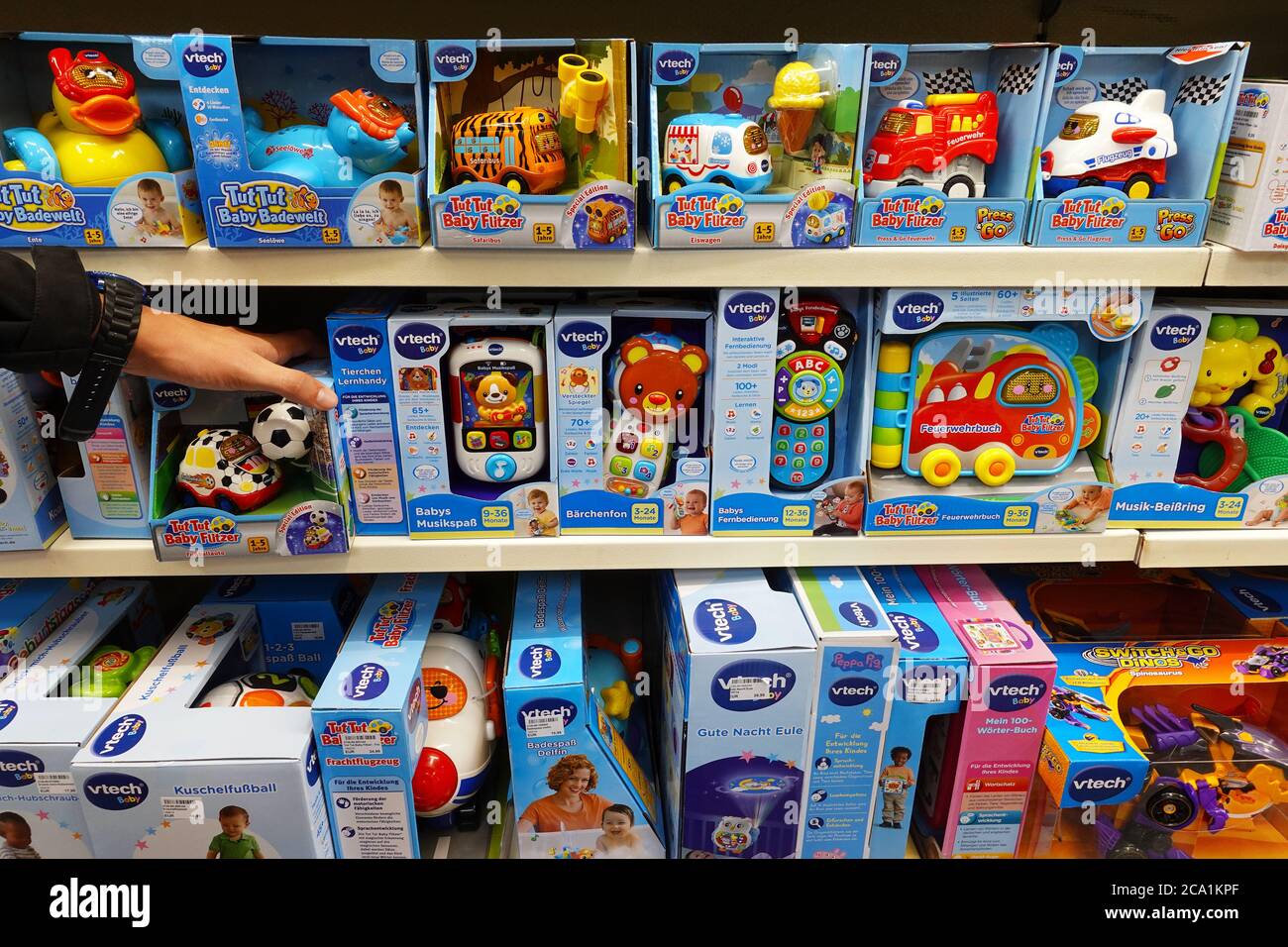 Lernspielzeug der Marke VTech in einem Geschäft Stockfoto