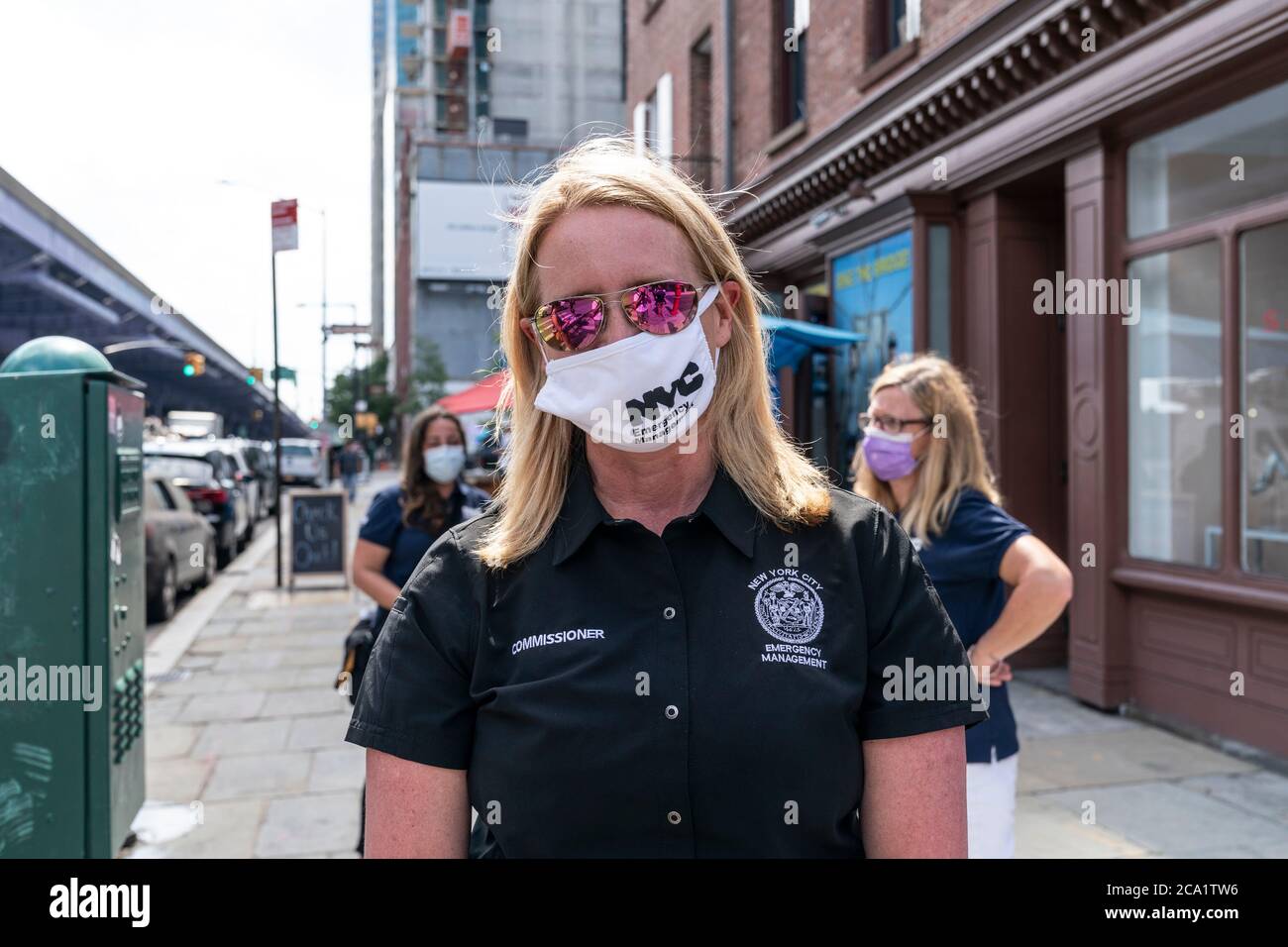 New York, NY - 3. August 2020: Kommissarin Deanne Criswell auf der South Street Seaport gesehen, als die Stadt auf den tropischen Sturm Isaias vorbereitet Stockfoto