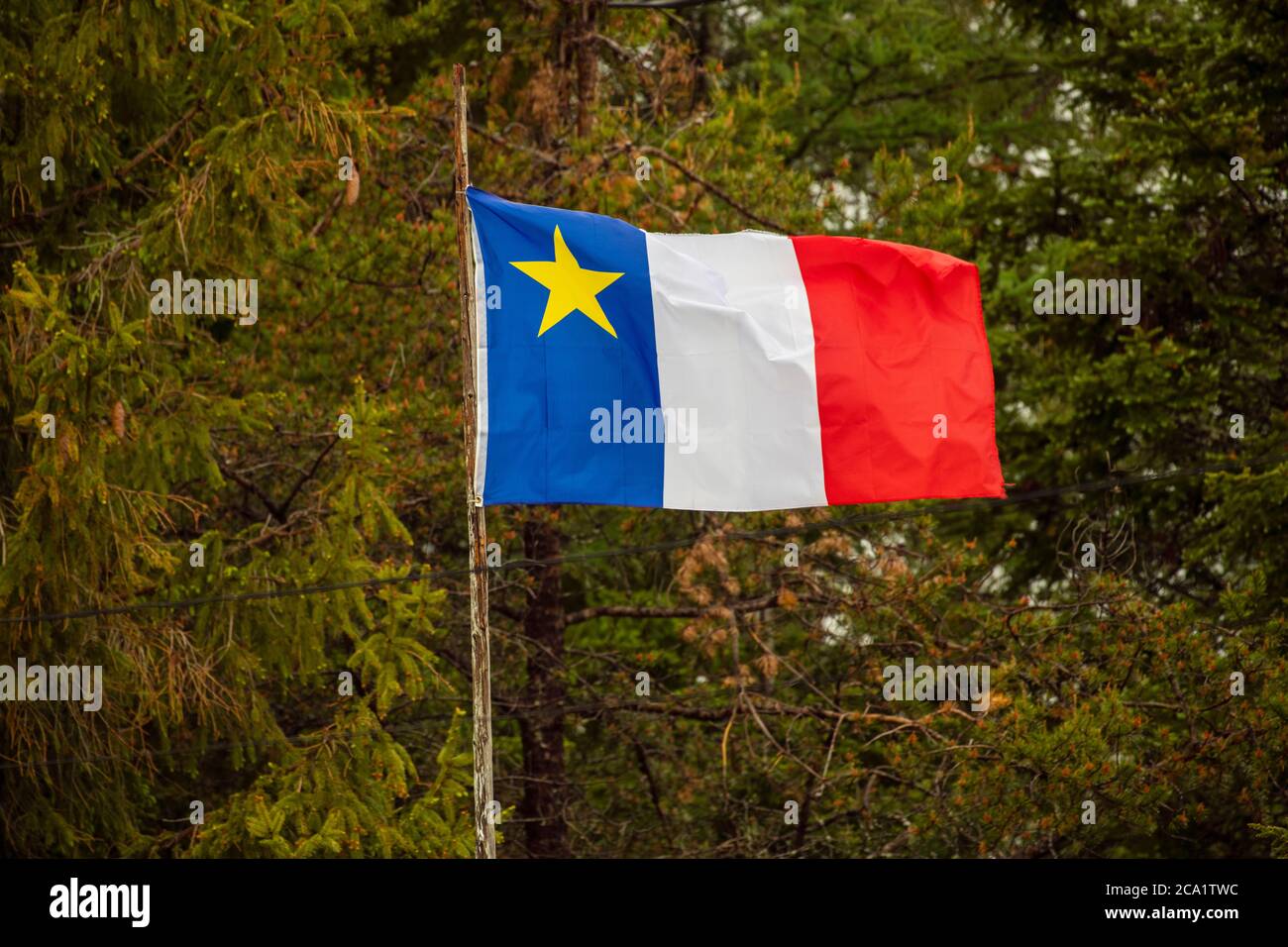Acadian Flagge, Shipppagan, New Brunswick NB, Kanada Stockfoto