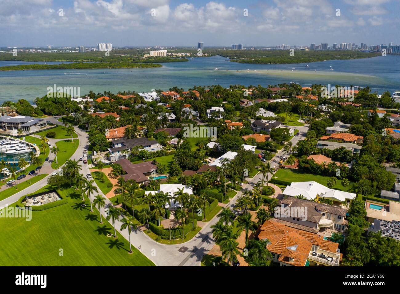 Luftbild Luxus Villen Bal Harbor FL USA Stockfoto