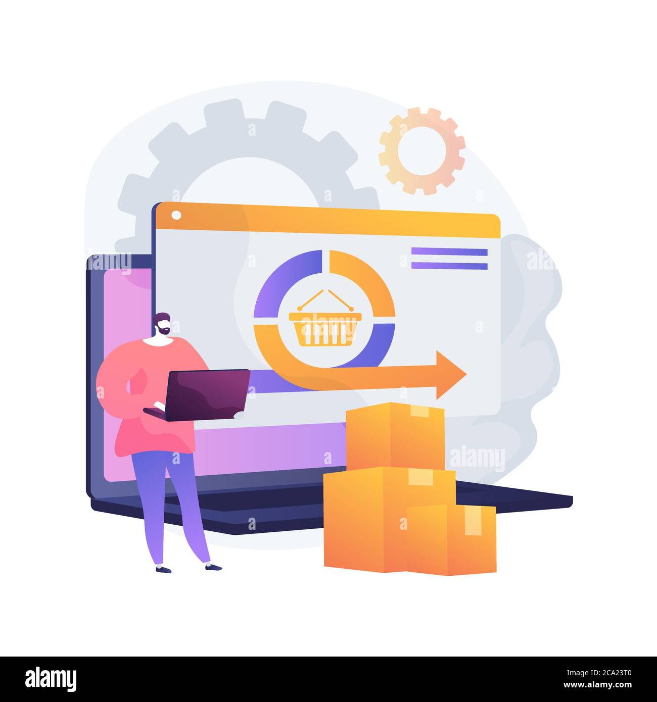 Bearbeitung und Auftragsabwicklung abstrakte Konzeptvektordarstellung. Stock Vektor