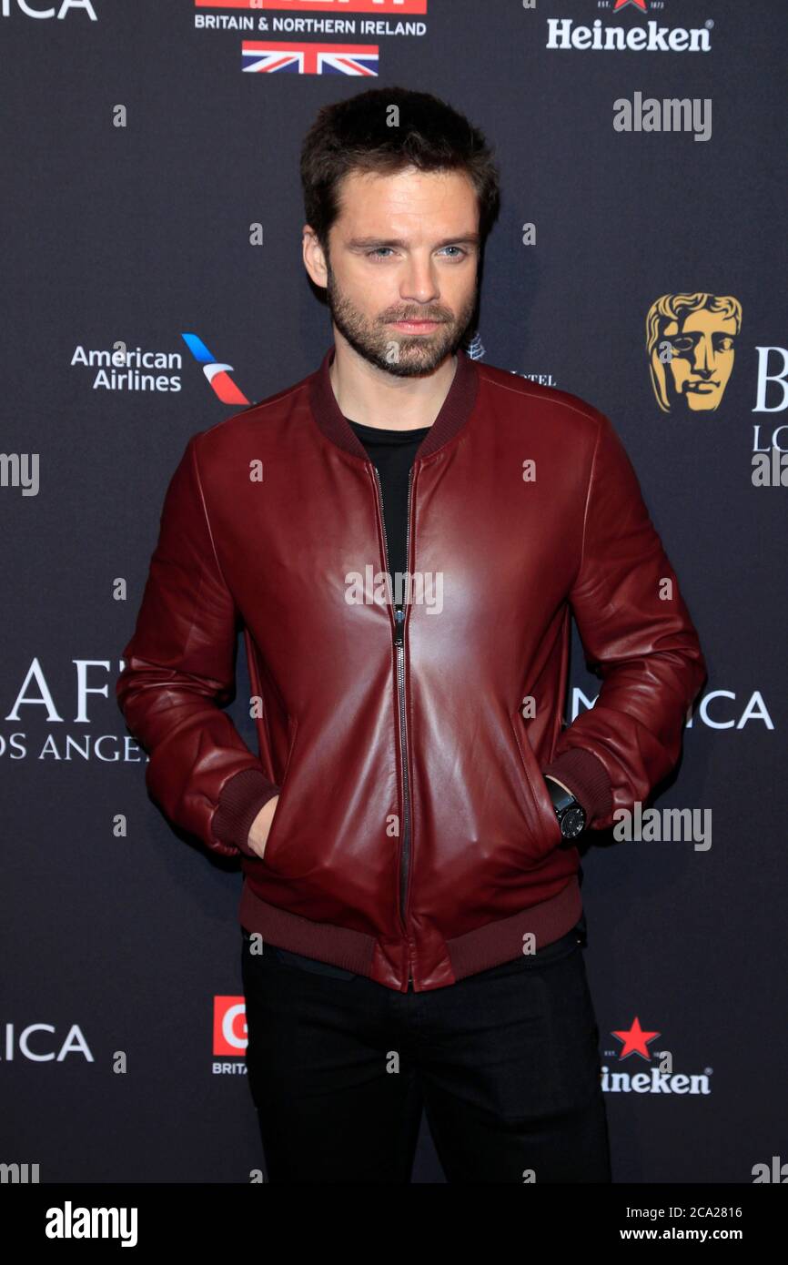 LOS ANGELES - 6. JANUAR: Sebastian Stan bei der BAFTA Tea Party 2018 Ankunft im Four Seasons Hotel Los Angeles am 6. Januar 2018 in Beverly Hills, CA Stockfoto