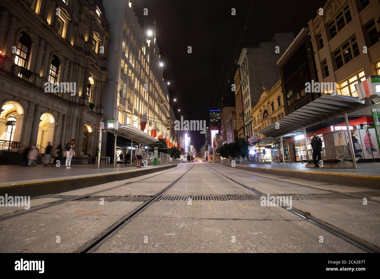 Melbourne Australia Covid-19 Lockdown. Melbournes leere Straßen während der Coronavirus-Pandemie 2020 . Stockfoto